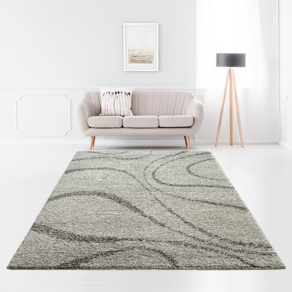 Home affaire Hochflor-Teppich »Nano«, rechteckig, modernes Wellen-Design, Hochflor, besonders weicher Flor