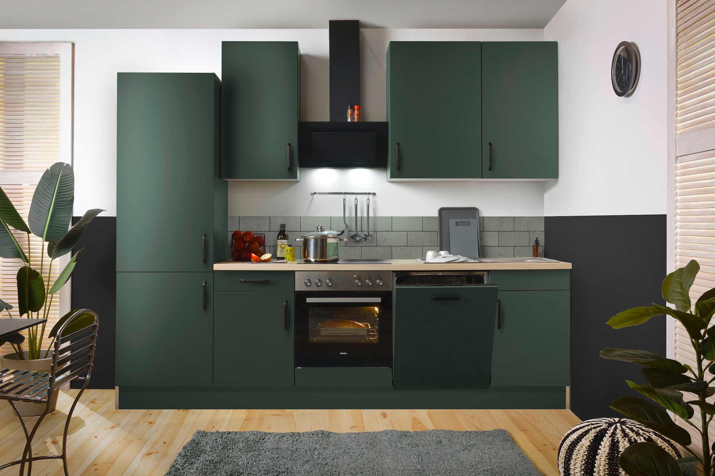 wiho Küchen Küchenzeile »"Simi", mit verstellbaren Füßen, Breite 280 cm,« wahlweise mit E-Geräten, Soft-Close-Funktion in Schubkästen & Auszügen