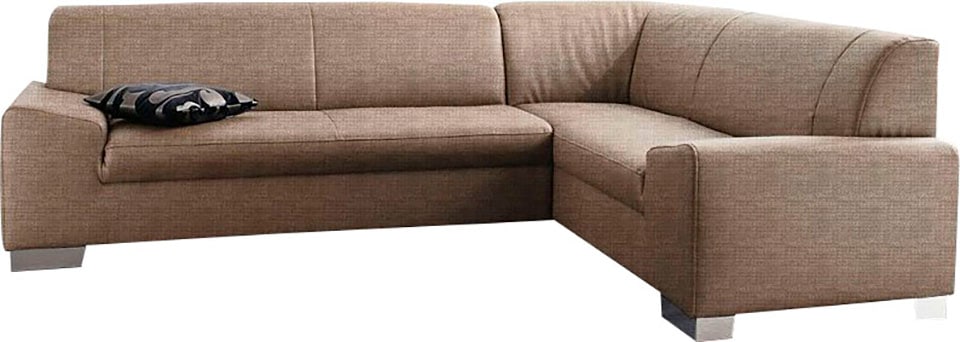 DOMO collection Ecksofa »Alisson, zeitlose Optik, flache Armlehnen, L-Form«, fester Sitzkomfort, wahlweise mit Bettfunktion