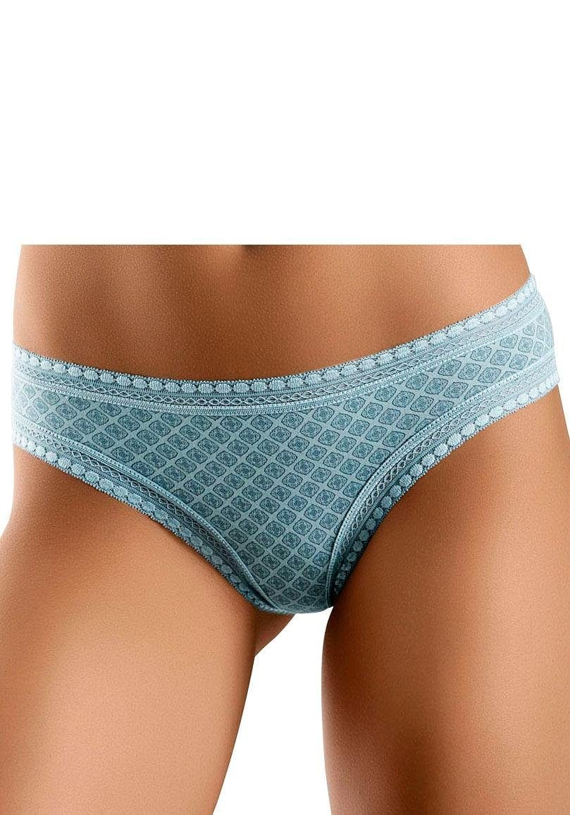 LASCANA Bikinislip, (3er-Pack), aus elastischer Baumwolle mit weicher Spitze