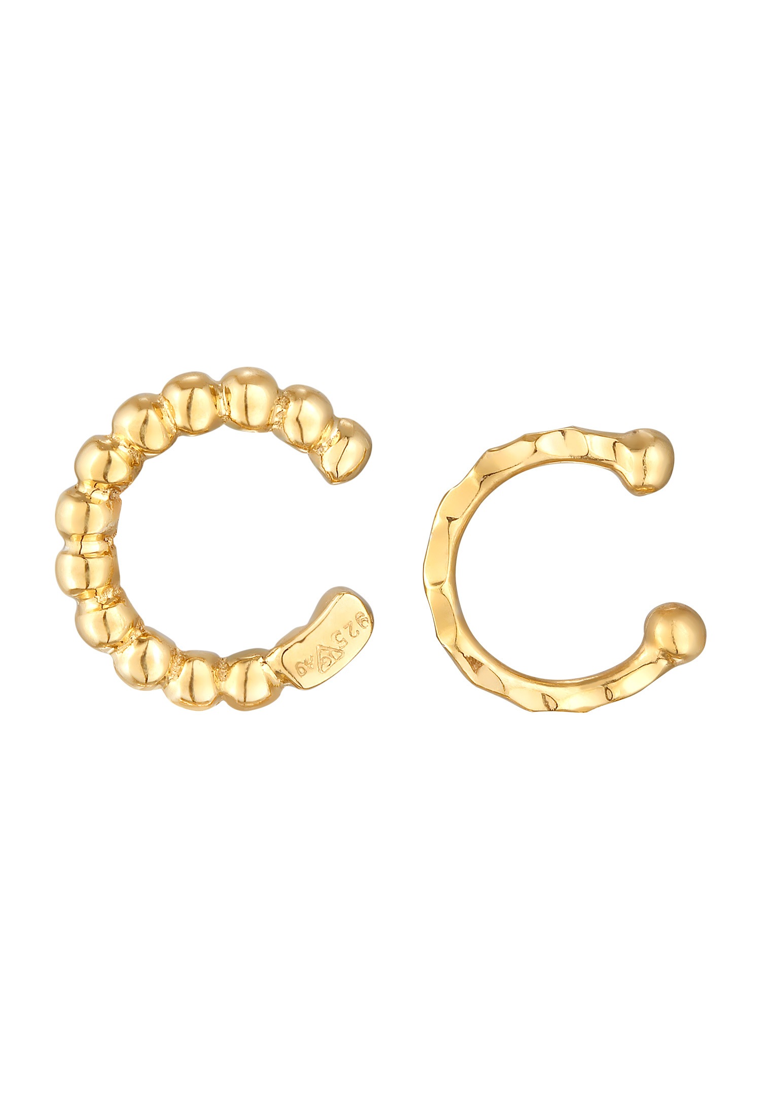 Elli Schmuckset »Ohrringe Earcuff 2er Set Dots Hammerschlag 925 Silber«