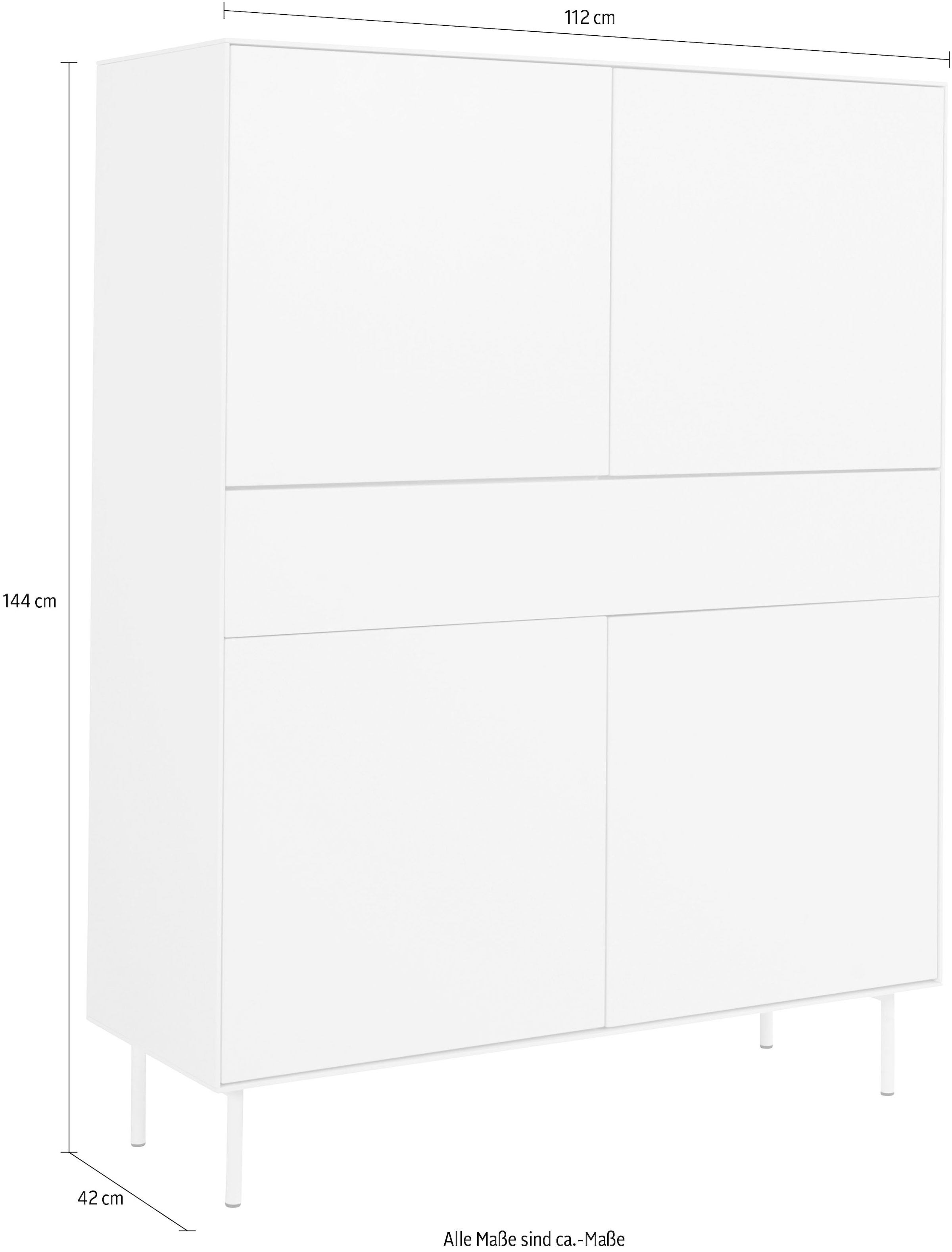 LeGer Home by Lena Gercke Highboard »Essentials«, Höhe: 144cm, MDF lackiert, Push-to-open-Funktion