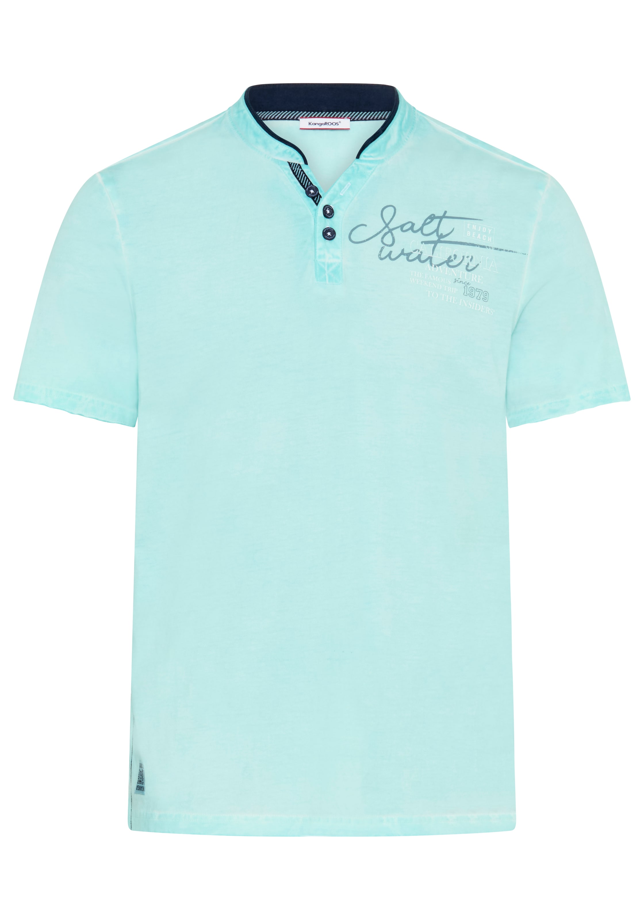 KangaROOS Henleyshirt schmaler Schnitt, Halbarm, mit V-Ausschnitt und Knopfleiste