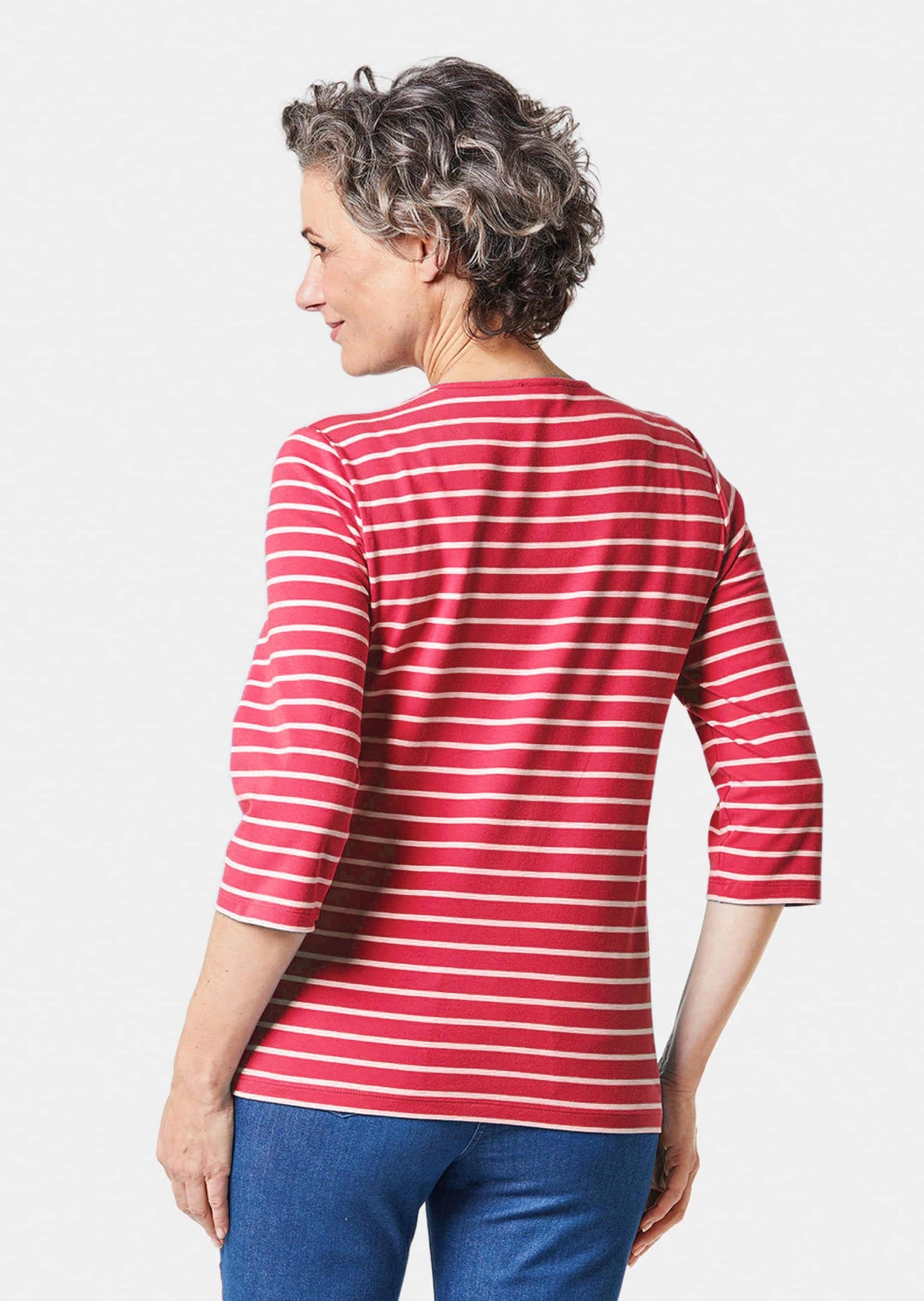 GOLDNER 3/4-Arm-Shirt »Kurzgröße Buntgewirktes Ringelshirt« Garngefärbte und dadurch farbbeständige Ringel