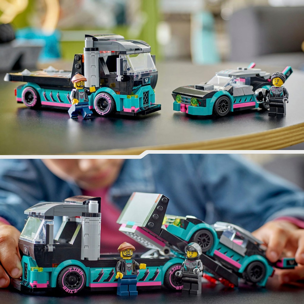LEGO® Konstruktionsspielsteine »Autotransporter mit Rennwagen (60406), LEGO City«, (328 St.)