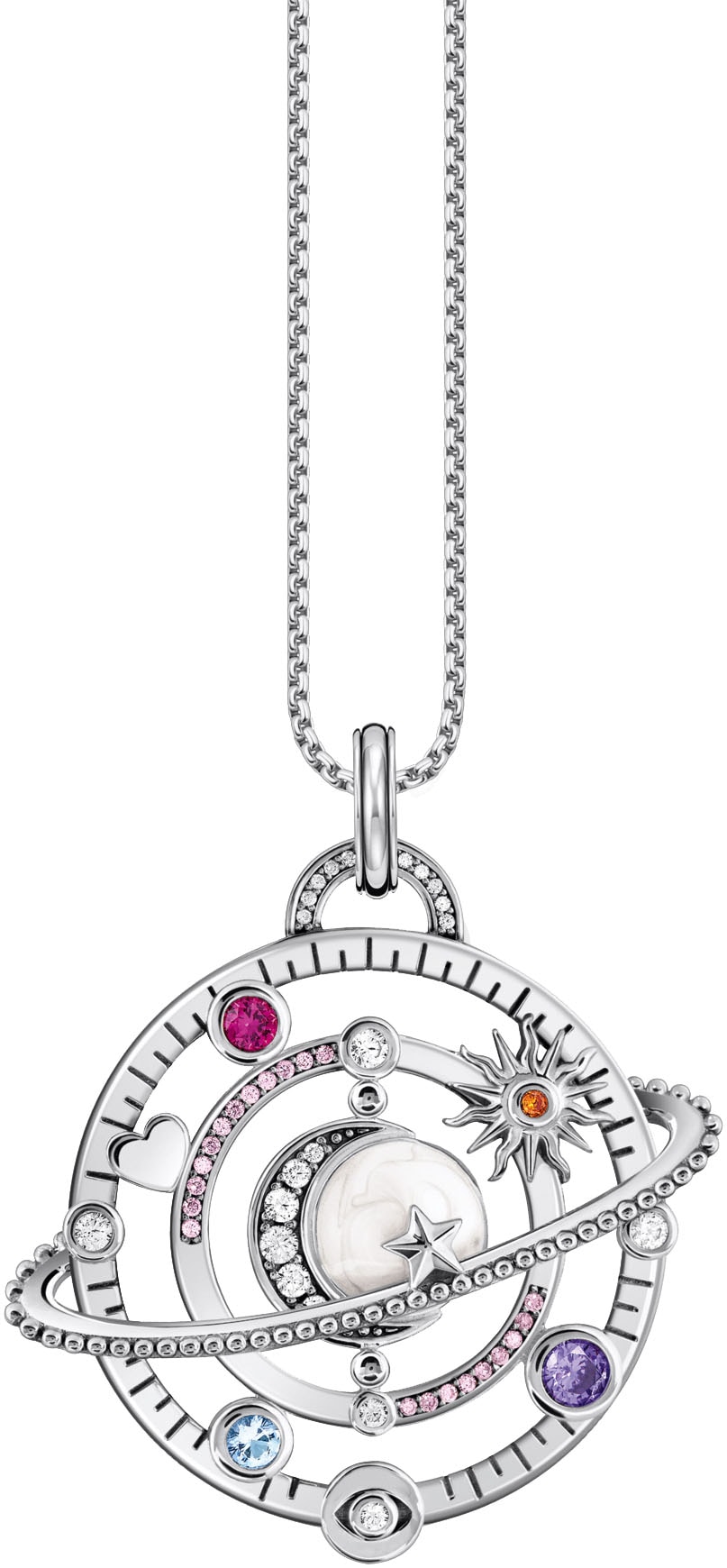 THOMAS SABO Kettenanhänger »Schmuck Silber 925 Anhänger Planetenring mit Umlaufbahnen, PE953-318-7«, mit Glas-Keramik Stein, Zirkonia, Korund und Spinell (synth.)