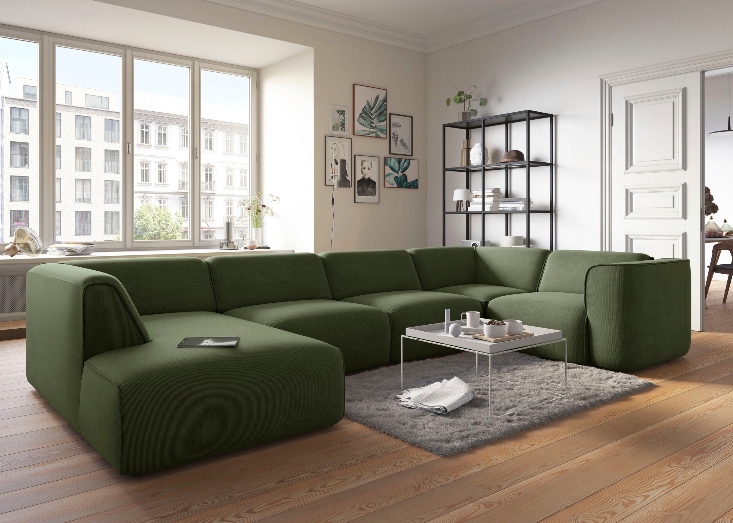 RAUM.ID Wohnlandschaft »Merid U-Form, jederzeit durch Module erweiterbar, B/T/H: 367/206/70 cm«, als Modul oder separat verwendbar, für individuelle Zusammenstellung