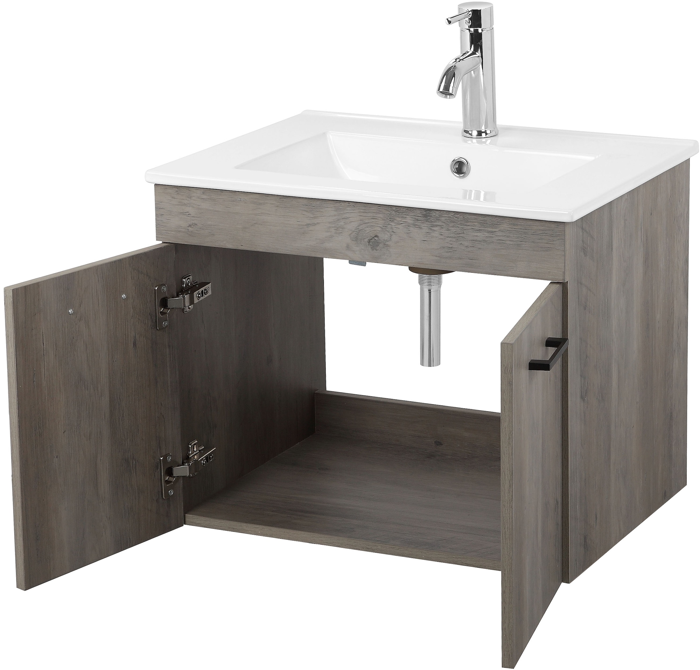 welltime Waschtisch »Florenz, Breite 60cm, 2 Tür, 2 Fächer, MDF-Front«, Waschplatz mit 2 Türen,in verschiedenen Farben erhältlich, Badmöbel
