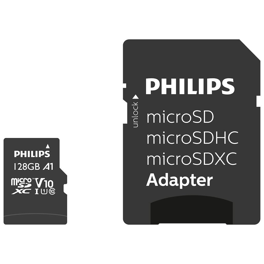 Philips Speicherkarte »MicroSDXC UHS-I CL10 U1 128GB«, (UHS-I Class 10 80 MB/s Lesegeschwindigkeit)