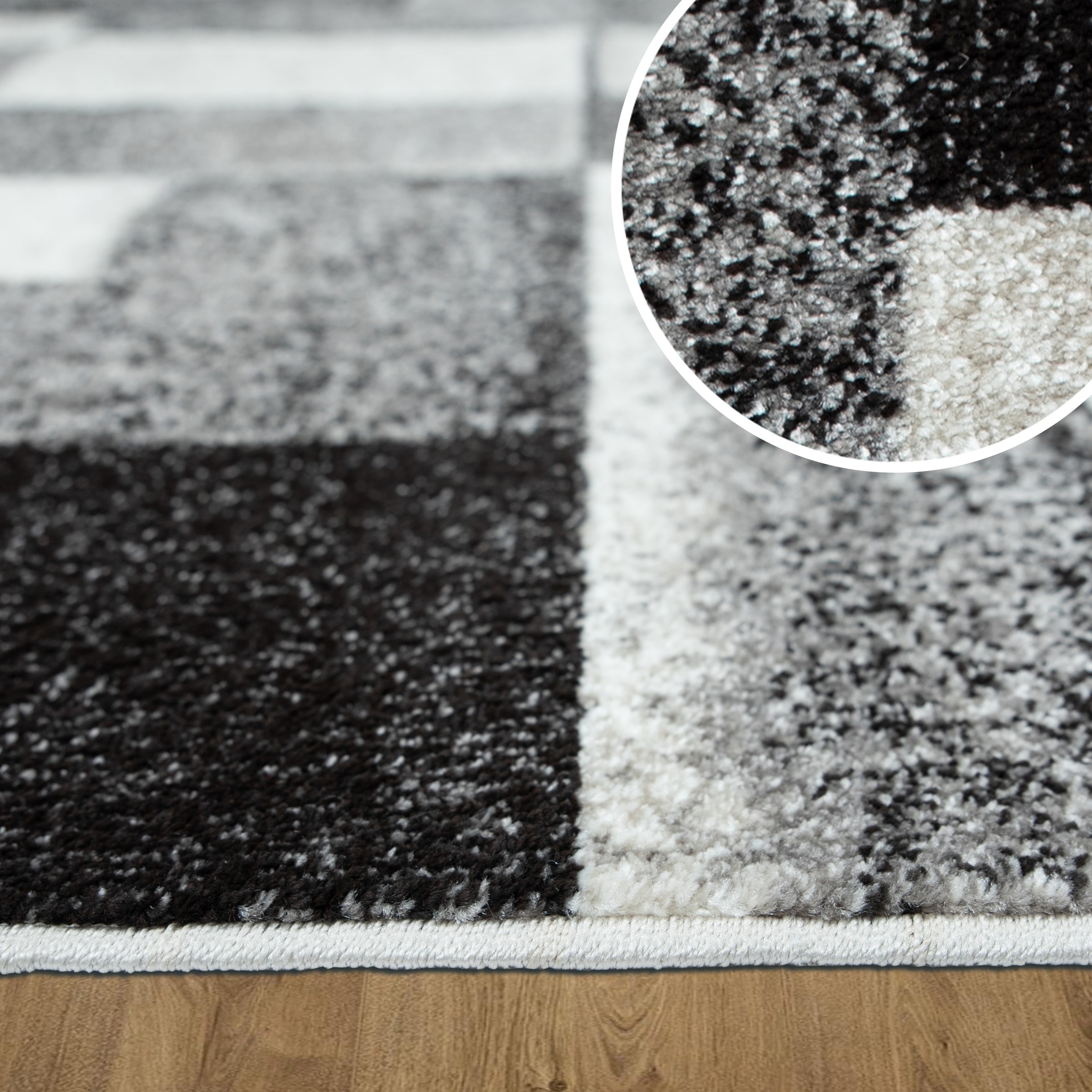 OTTO home Teppich »Corine« rechteckig 9 mm Höhe mit besonders weichem Flor, Kurzflor, modernes Karo-Design,