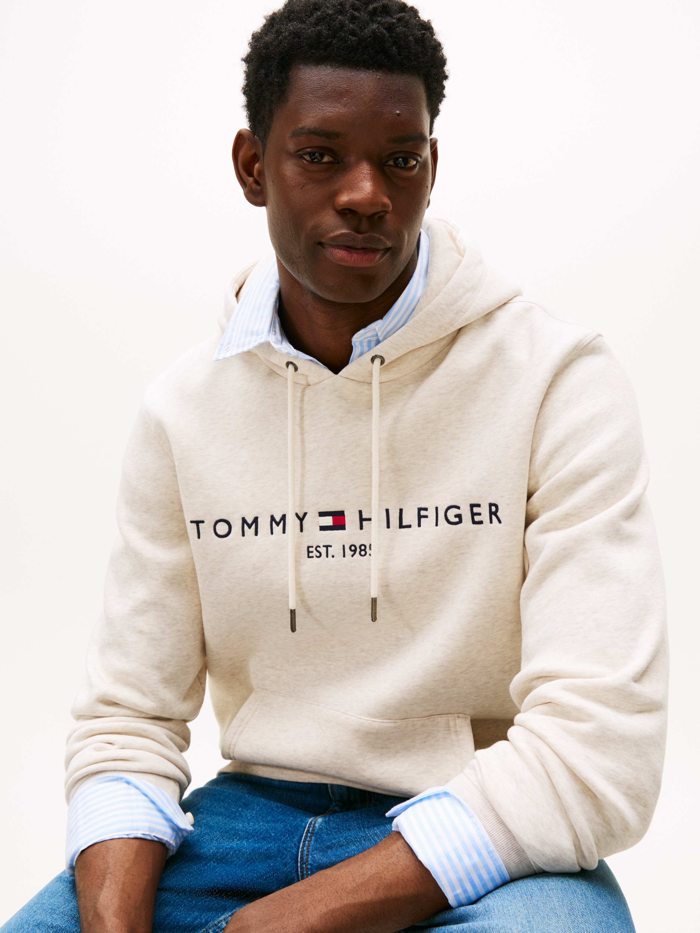 Tommy Hilfiger Kapuzensweatshirt »TOMMY LOGO«, unifarben, casual, regular fit, Baumwollmix, Kapuze
