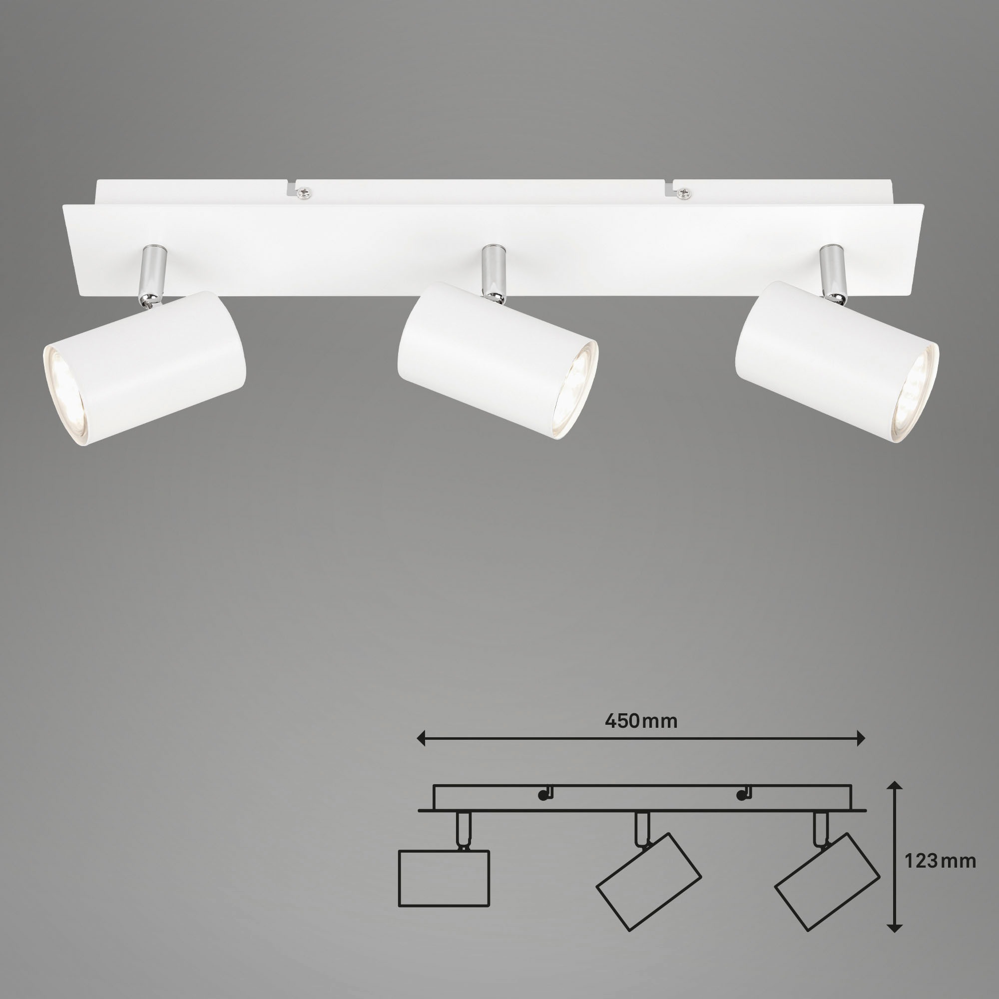 Briloner Leuchten LED Deckenspots »2857036 Run«, Leuchtmittel GU10 | ohne Leuchtmittel, Deckenlampe, 45x8x12,3cm, Weiß, max.40W, GU10, Wohnzimmer, Flur, Büro