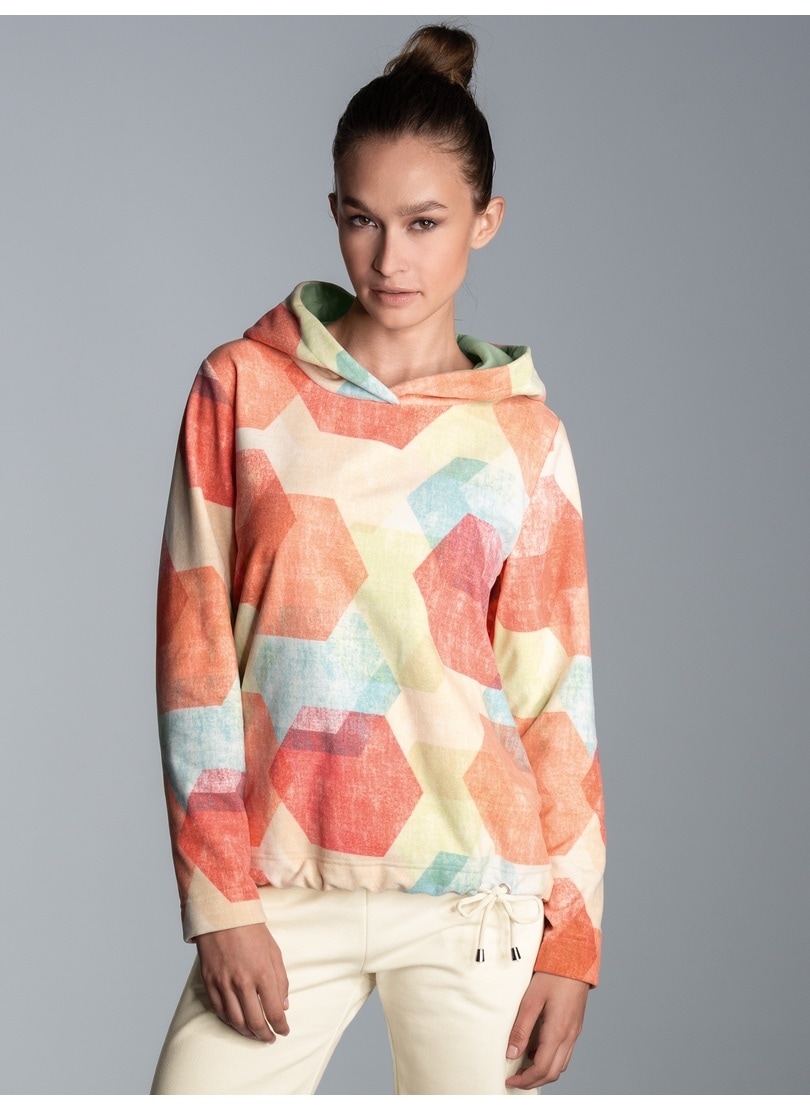 Kapuzensweatshirt »TRIGEMA Fleece-Hoodie mit buntem Allover-Print«