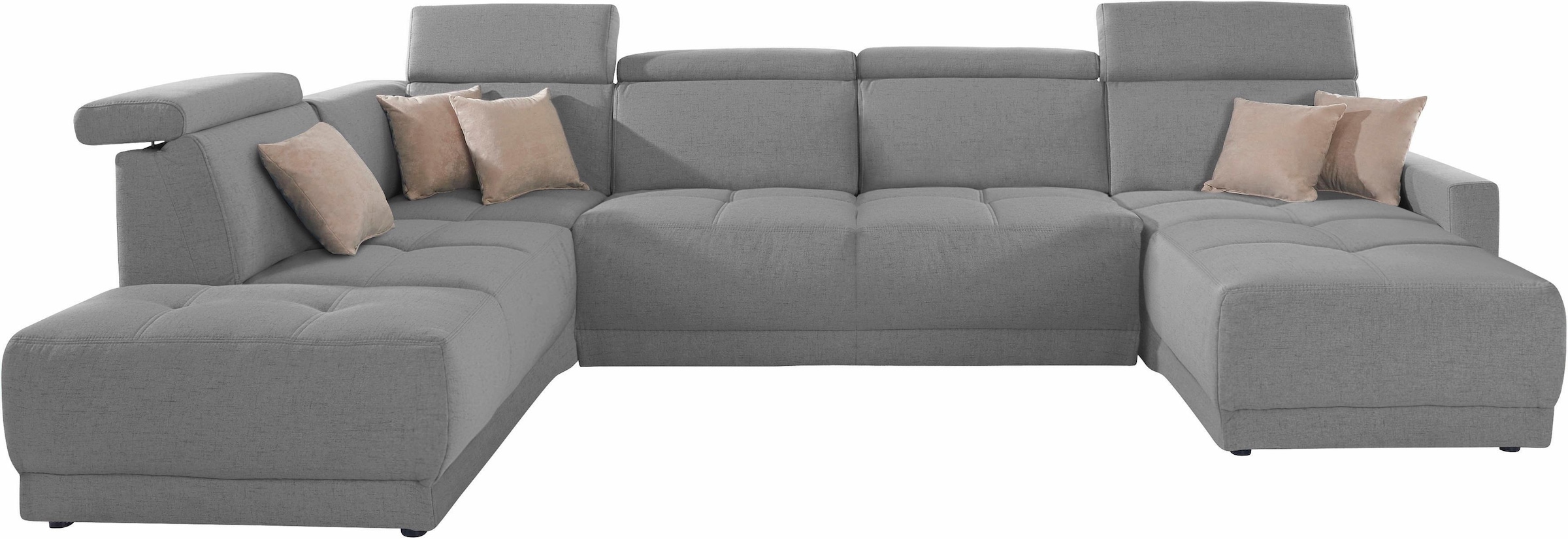 DOMO collection Wohnlandschaft »Ava moderne Sitzheftung mit toller Doppelnaht, komfortabel, U-Form«, mit Federkern, wahlweise mit Kopfteilverstellungen