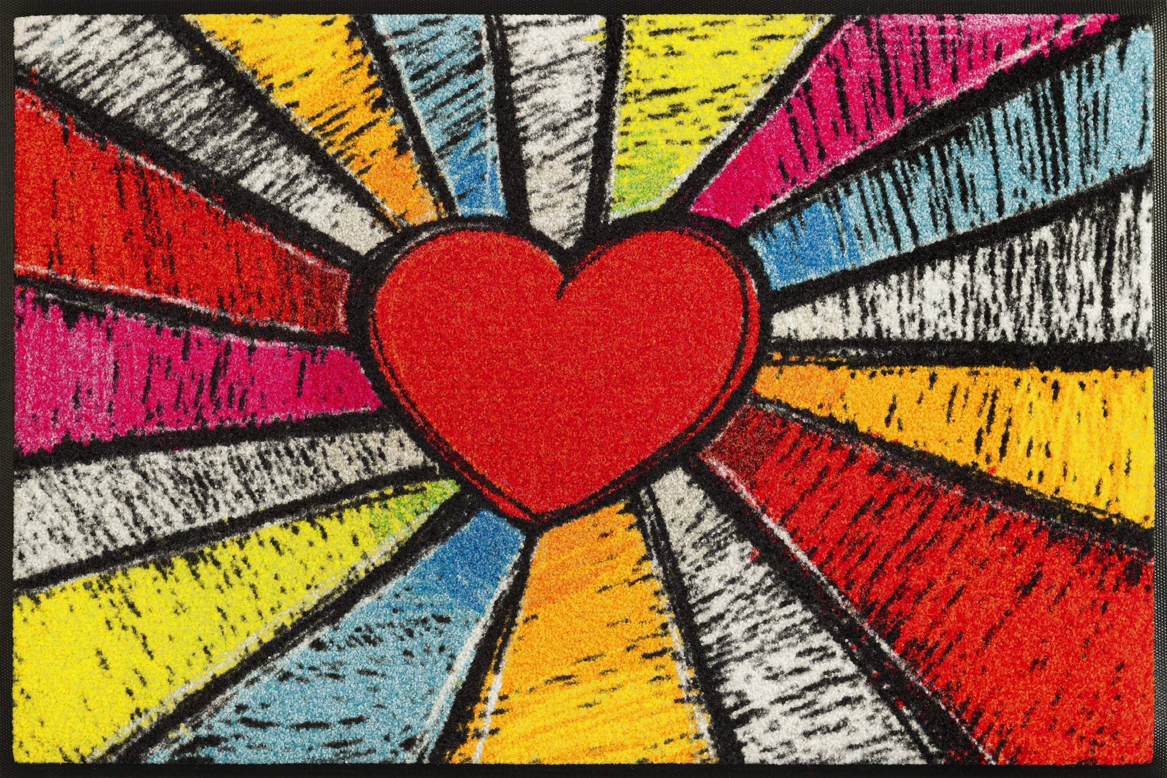 wash+dry by Kleen-Tex Fußmatte »Pop Art Heart« rechteckig 7 mm Höhe