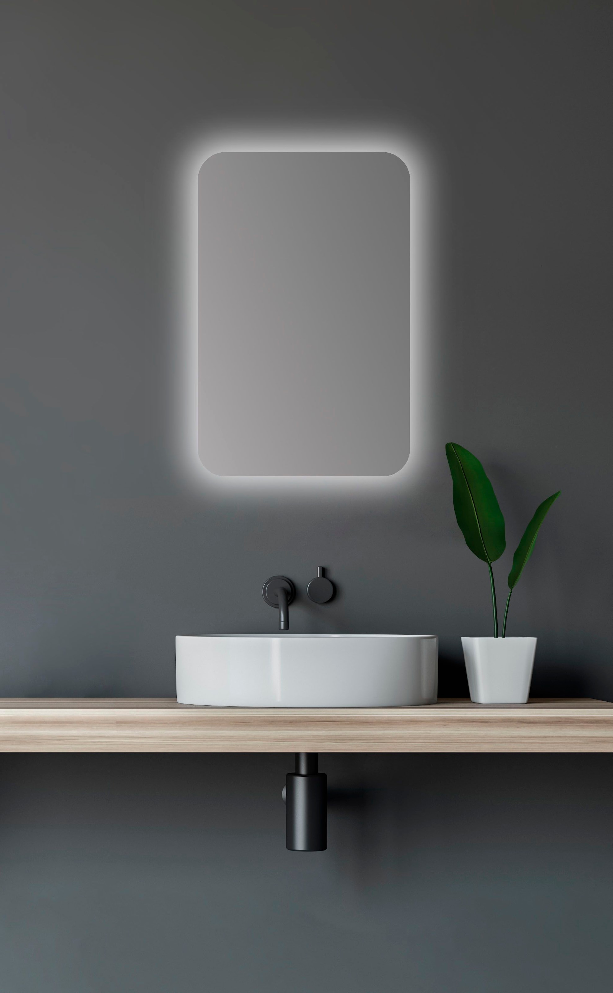 Talos Badezimmerspiegelschrank, oval, Jahren XXL BxH: Alumunium kaufen Echtglas, 40x60 online IP24 Garantie aus und cm, mit 3 