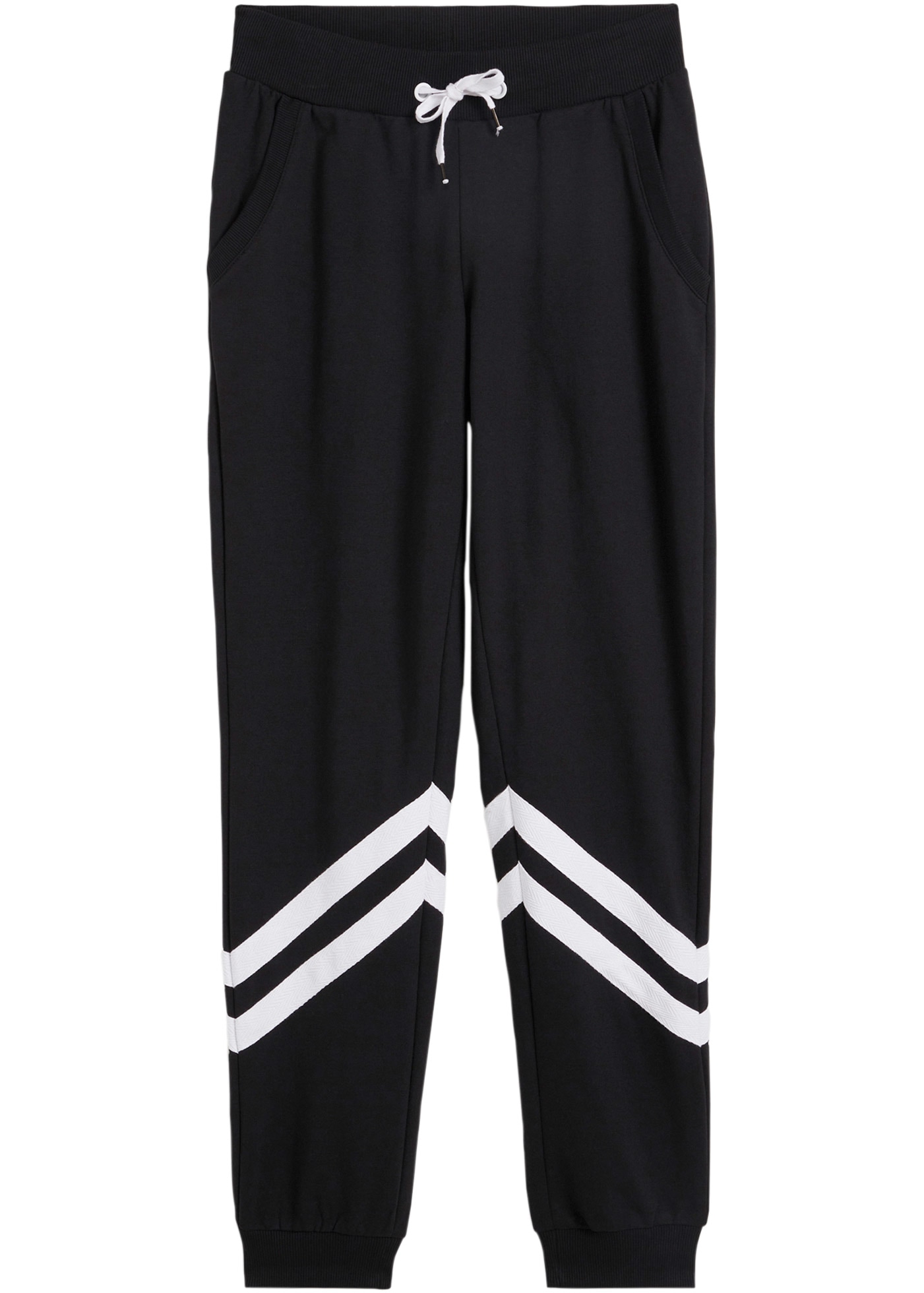 bonprix Sweathose »Sweathose mit Streifen«  aus Baumwolle und Polyester, Loose Fit, mit Elastik-Bündchen