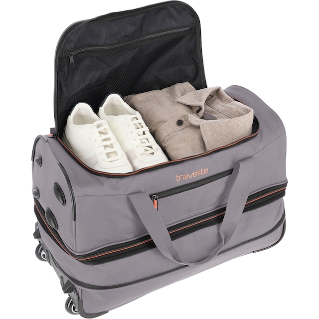 travelite Reisetasche »Basics, 55 cm, grau/grün«, mit Trolleyfunktion und  Volumenerweiterung bei ♕