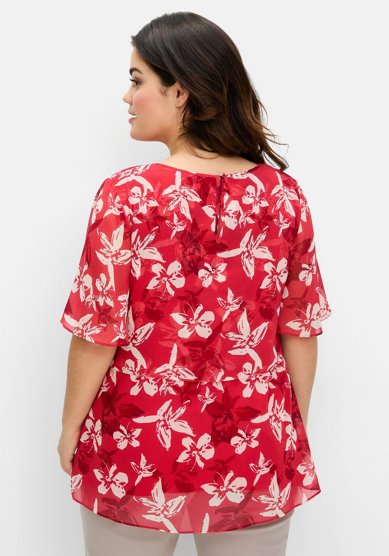 Sheego Chiffontunika »Chiffontunika mit Blütenprint und Flügelärmeln«