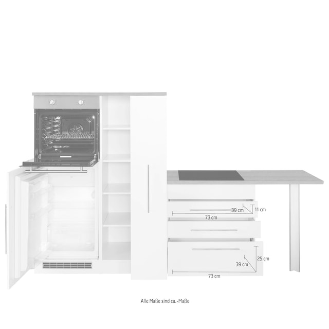 HELD MÖBEL Winkelküche »Samos«, mit E-Geräten, Stellbreite 260 x 270 cm mit  Stangengriffen aus Metall auf Raten bestellen
