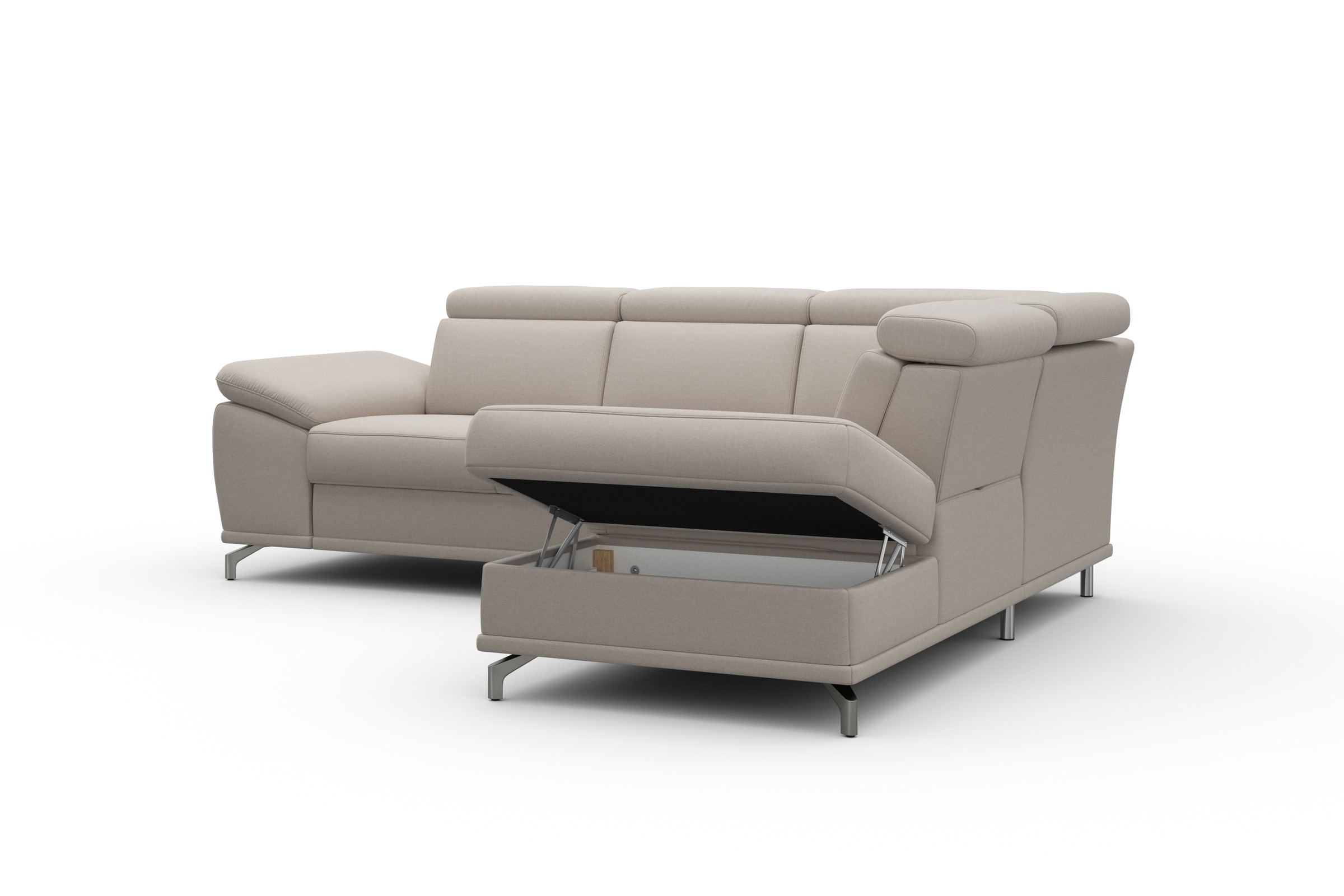sit&more Ecksofa »Cabrio L-Form, mit Sitztiefenverstellung, Arm- und Kopfteilverstellung«, 3 Nierenkissen, Federkern, optional Bettfunktion und Stauraum
