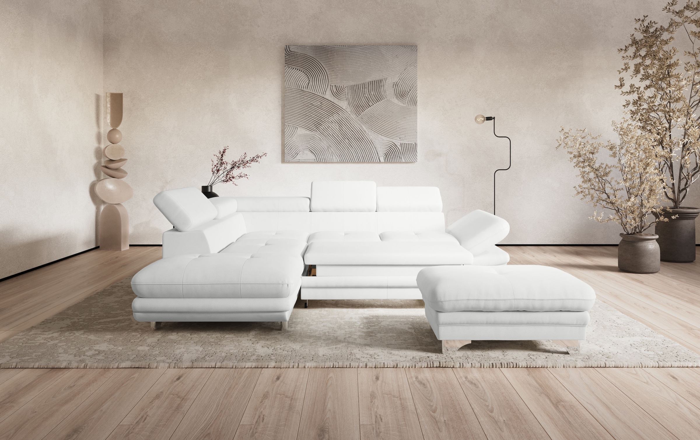 COTTA Ecksofa »Enterprise L-Form«, mit Arm- & Kopfteilverstellung, wahlweise mit Bettfunktion