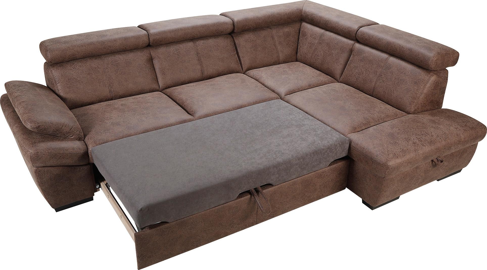 exxpo - sofa fashion Ecksofa »Salerno, klassisch modernes Funktionssofa, hoher Sitzkomfort, L-Form«, inkl. Kopf- und Armteilverstellung, wahlweise mit Bettfunktion