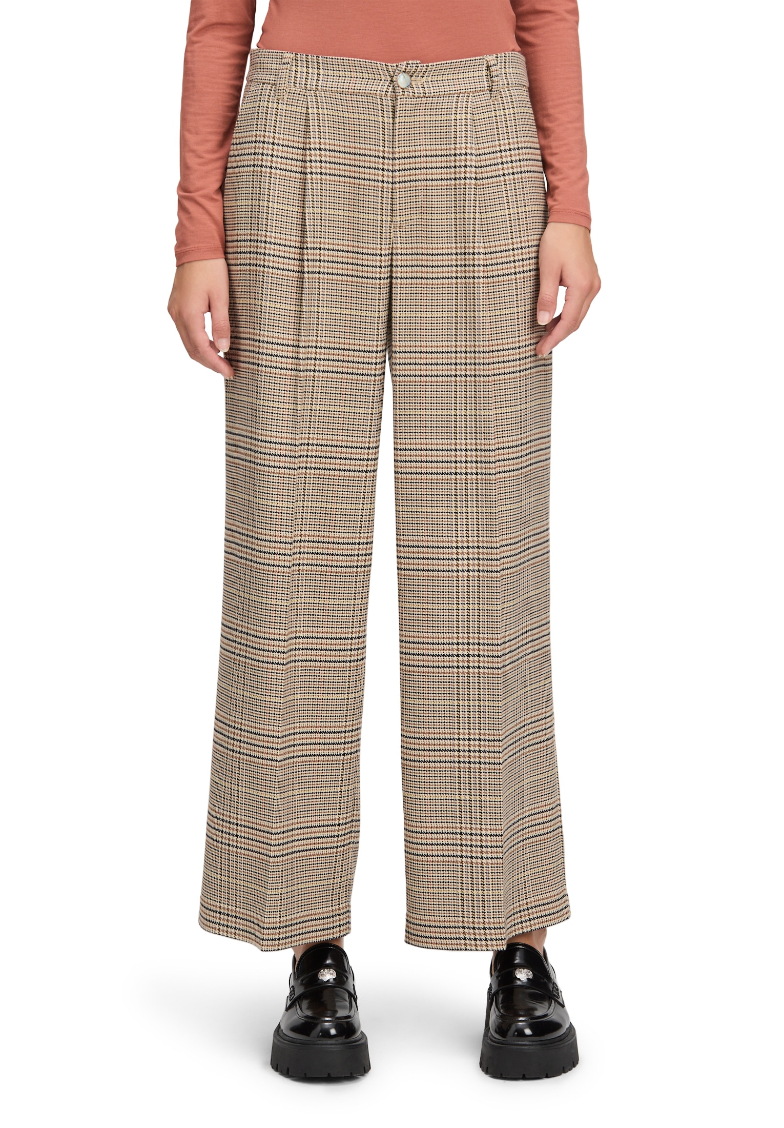 Cartoon Stoffhose »Karo-Hose mit Bundfalten«