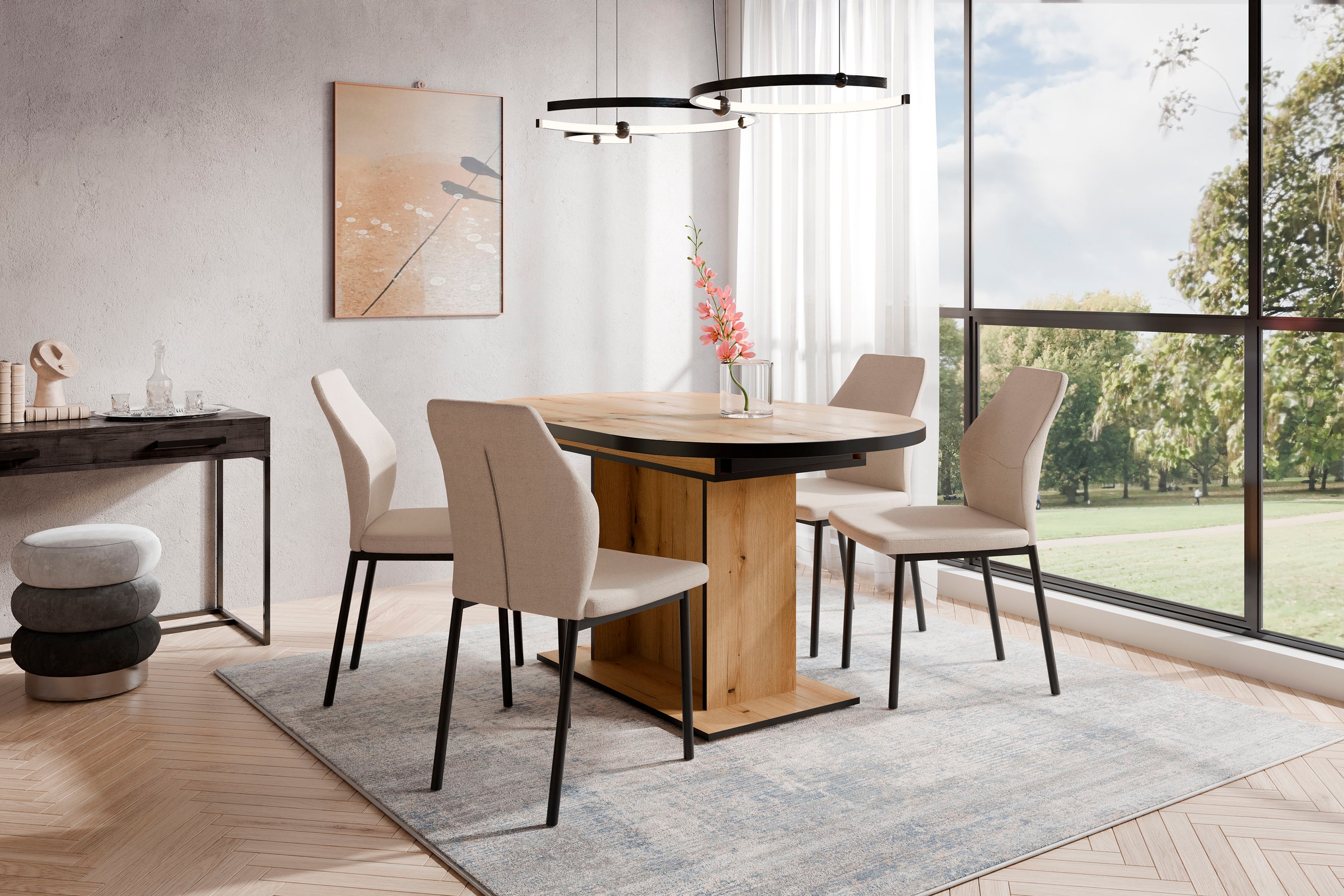 Home affaire Esszimmerstuhl »Lumos«, (Set), 4 St., Webstoff, Webstoff in vielen Farben erhältlich mit stabilem Metalluntergestell