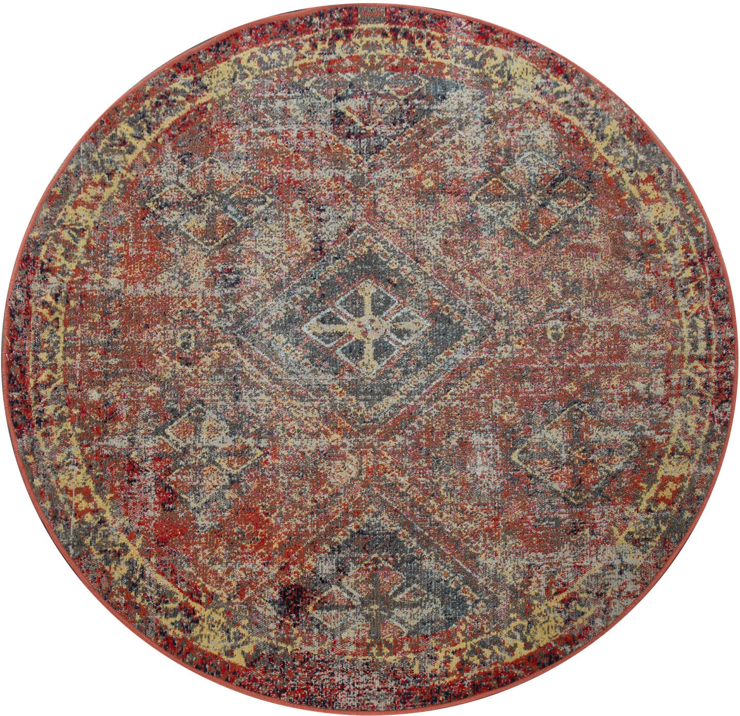 Paco Home Teppich »Artigo 432«, rund, 4 mm Höhe, Kurzflor, Orient-Optik, Vintage Design, In- und Outdoor geeignet
