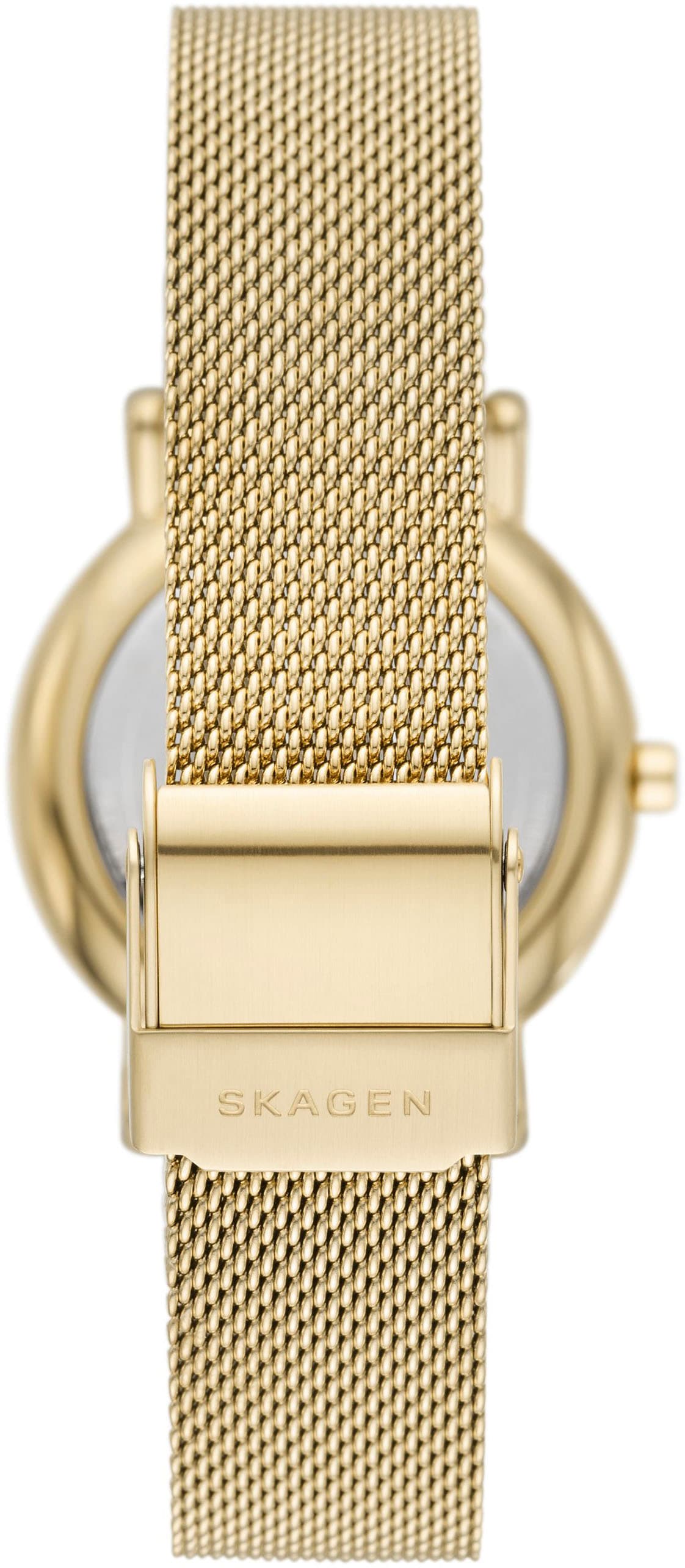 Skagen Quarzuhr »SIGNATUR LILLE«, Armbanduhr, Damenuhr, analog, Edelstahlarmband