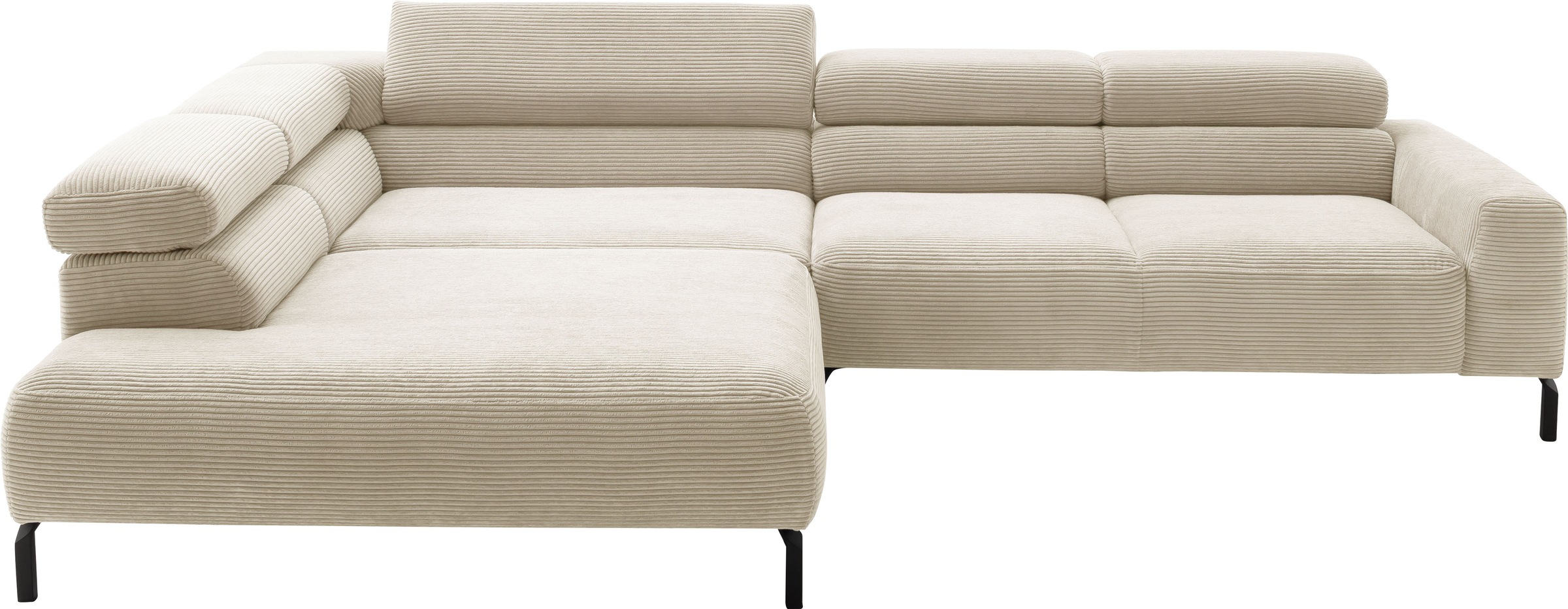 Places of Style Ecksofa »Antonelli, L-Form, inkl. Kopfteilverstellung, Breite 312 cm«, mit elektrischer Sitztiefenverstellung, in Cord, natur