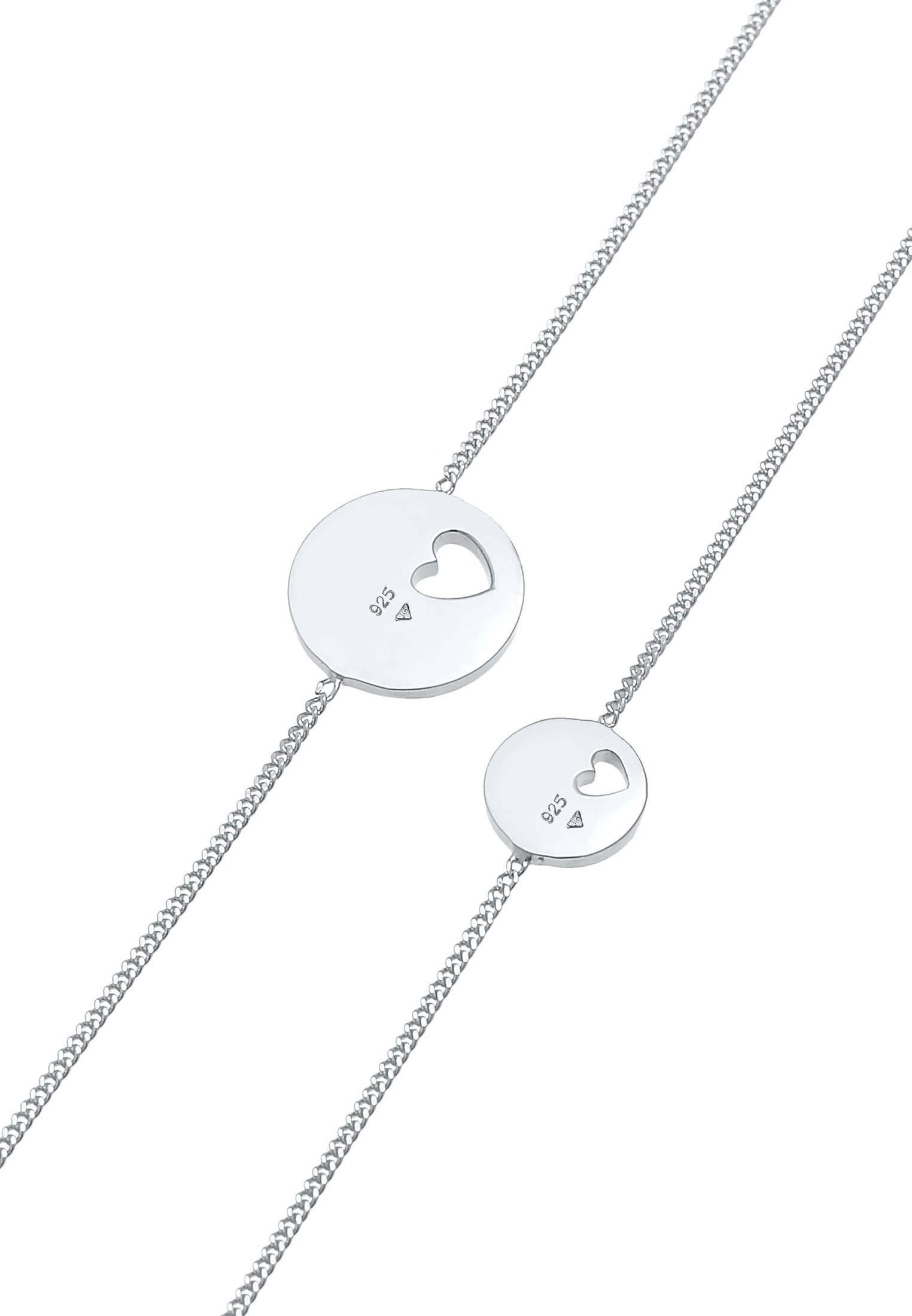 Elli Armketten Set »Armband Plättchen Herz Mutter Kind (2 tlg.) 925 Silber«