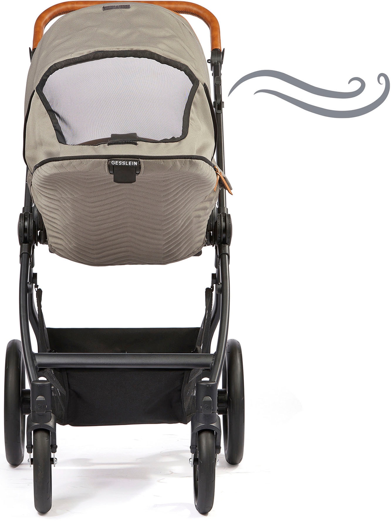 Gesslein Kombi-Kinderwagen »FX4 Soft+ mit Aufsatz Style, schwarz/cognac«, mit Babywanne C3 und Babyschalenadapter