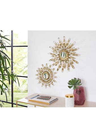 Leonique Wanddekoobjekt »Sonne, gold«, (2er-Set), Wanddeko, aus Metall, mit Spiegel,... kaufen