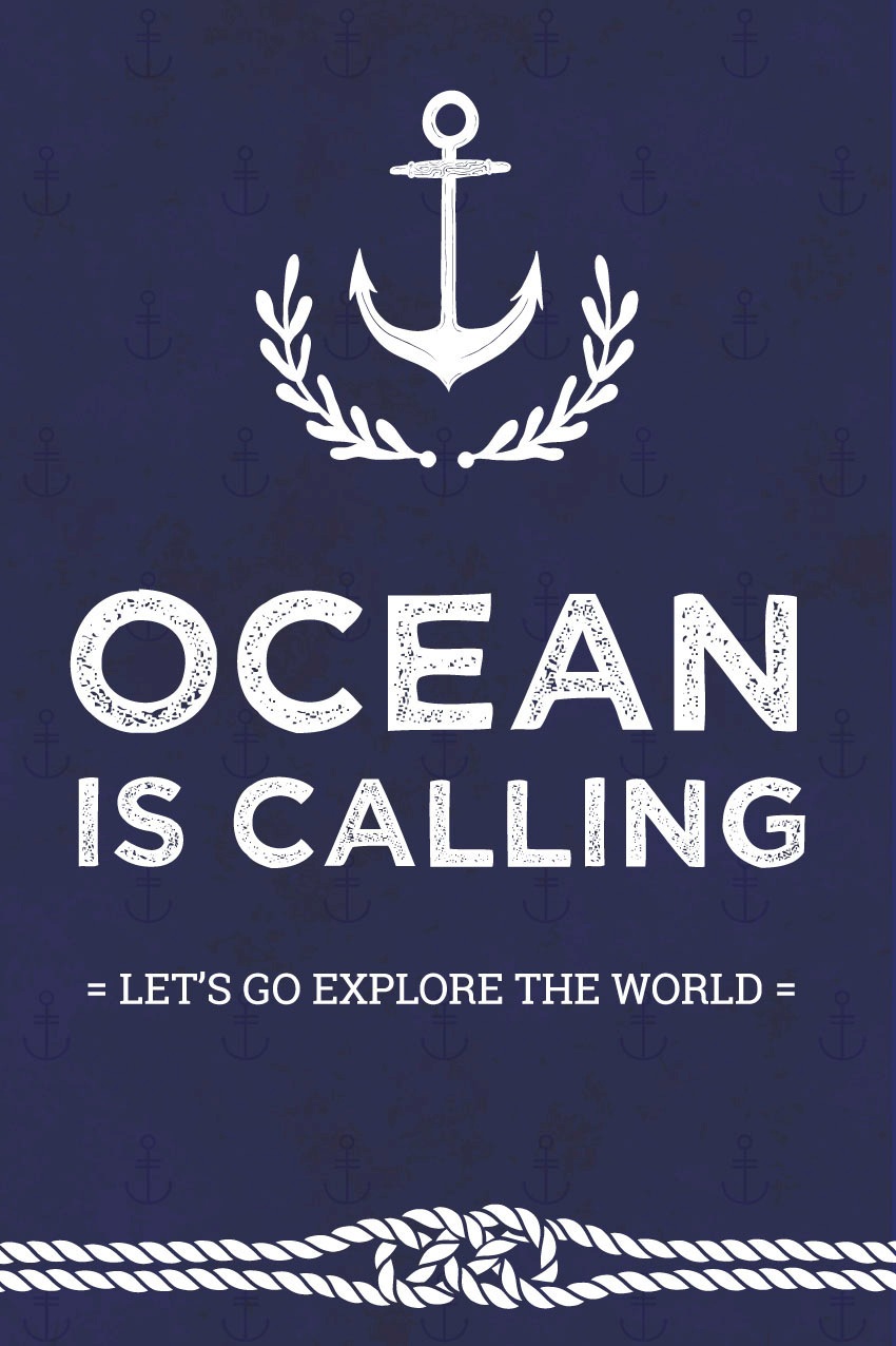 queence Metallbild »Ocean is calling«, Schriftzüge-Schriftzug-Anker, (1 St.), Stahlschilder