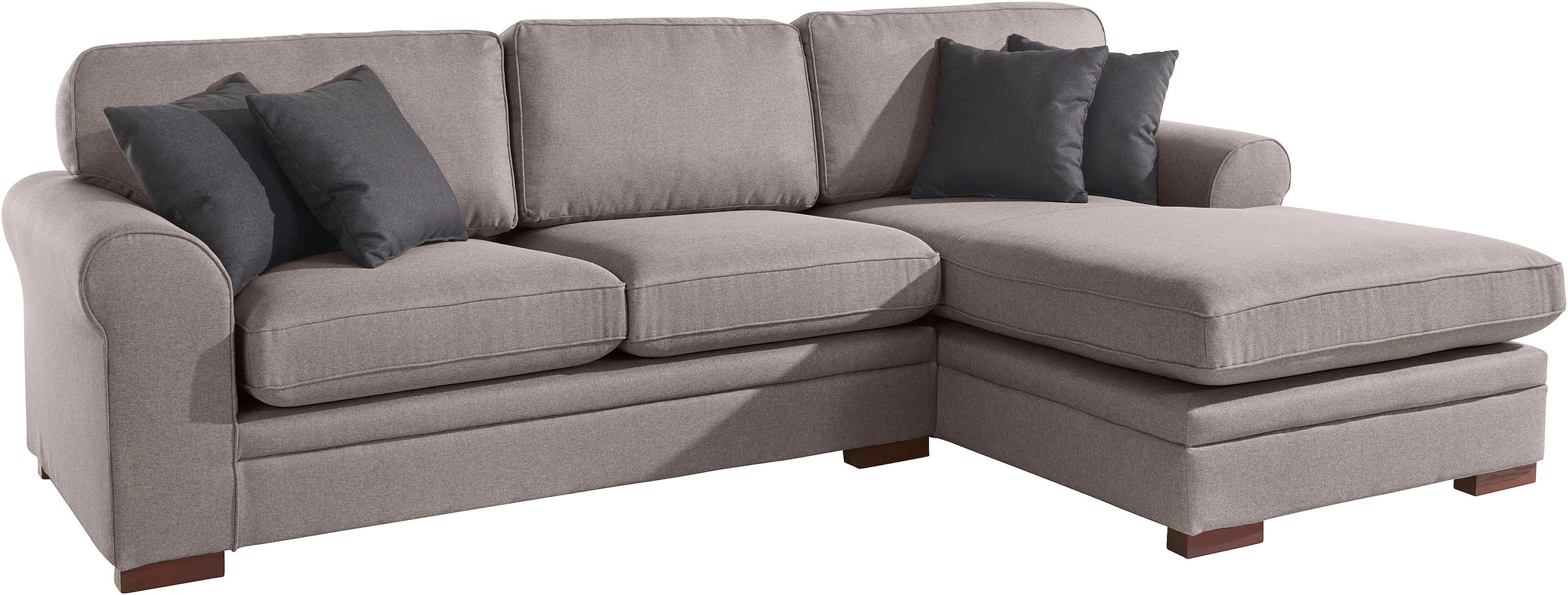 Home affaire Ecksofa »Broughton L-Form«, weicher Sitzkomfort, incl. 4 Zierkissen, Keder