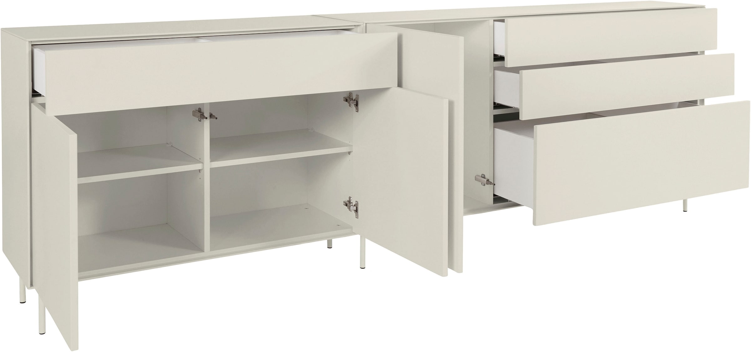 LeGer Home by Lena Gercke Sideboard »Essentials«, (2 St.), Breite: 279cm, MDF lackiert, Push-to-open-Funktion