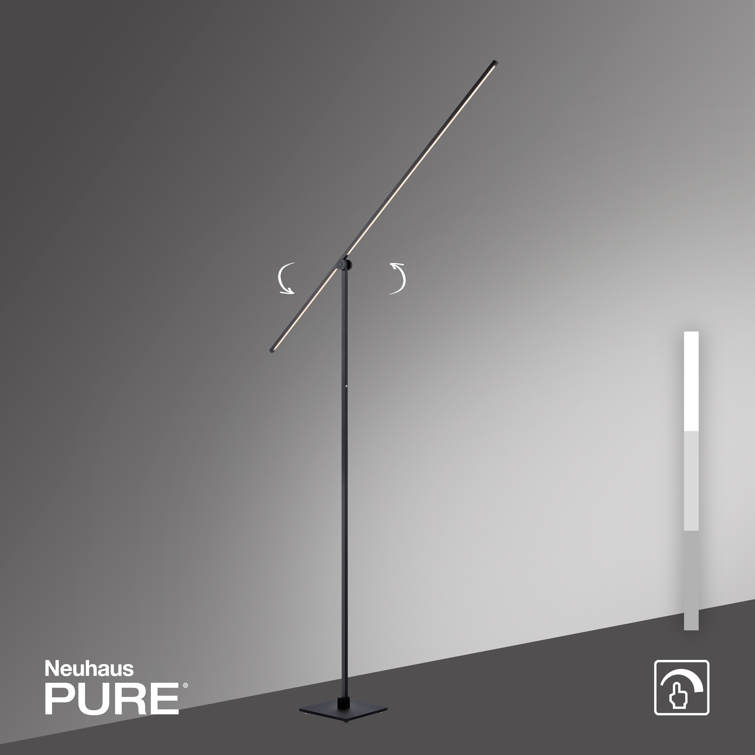 Neuhaus PURE LED Stehlampe »PURE Grafo« LED-Board 1 Stk. Warmweiß 3-Stufen Touchdimmer (20%-50%-100%), Lesearm schwenkbar