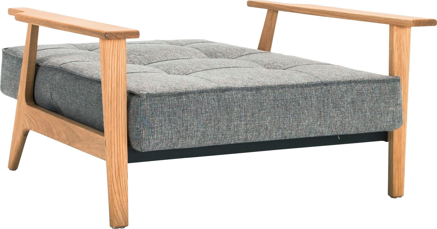 INNOVATION LIVING ™ Sessel »Splitback, Multifunktion, Loungesessel, Relaxstuhl, Fernsehsessel«, Relaxsessel mit verstellbarer Rückenlehne, Armlehne aus massiver Eiche