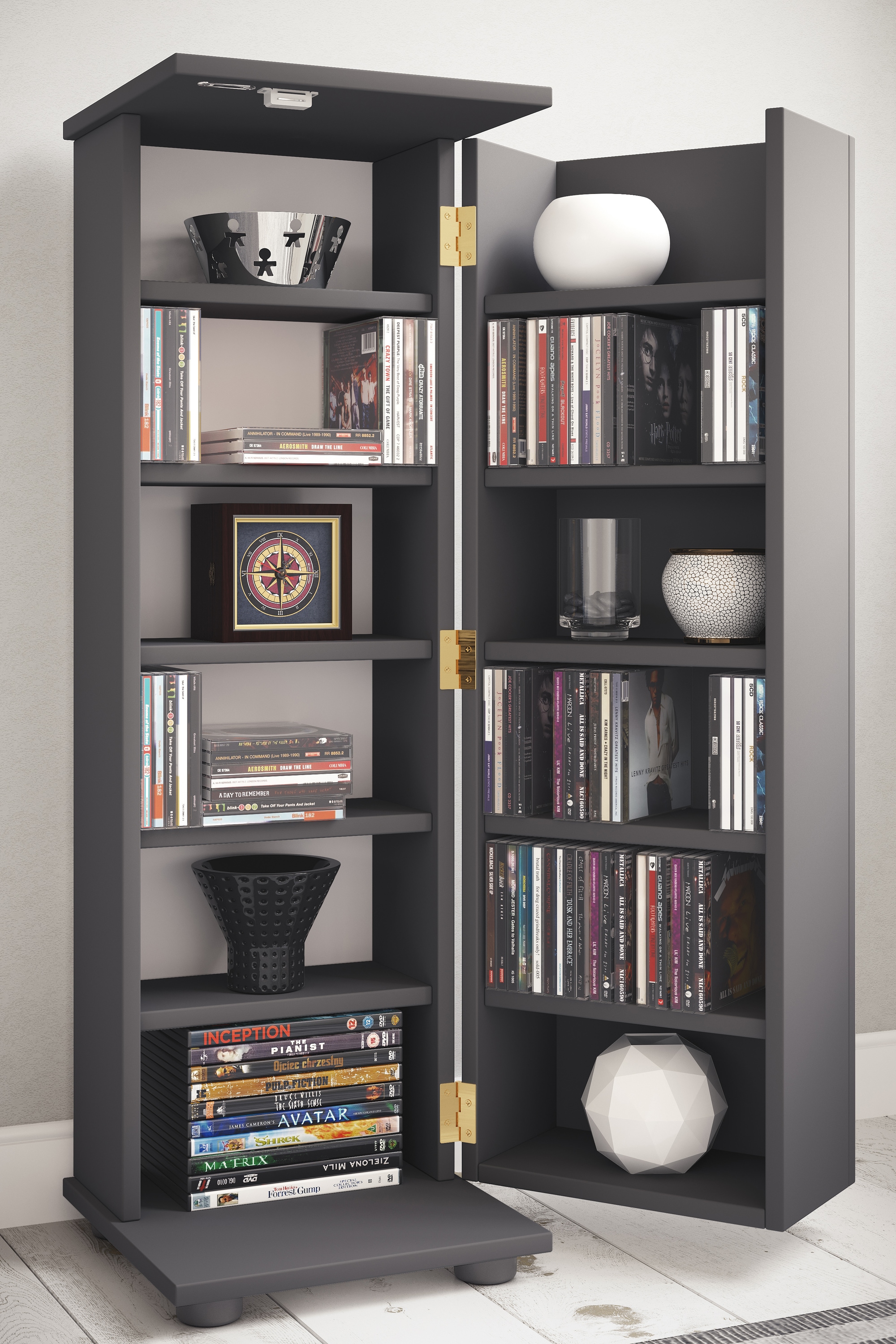 VCM Media-Regal »Holz Schrank CD DVD Regal abschließbar Engalo L« 1 Stk. tlg.