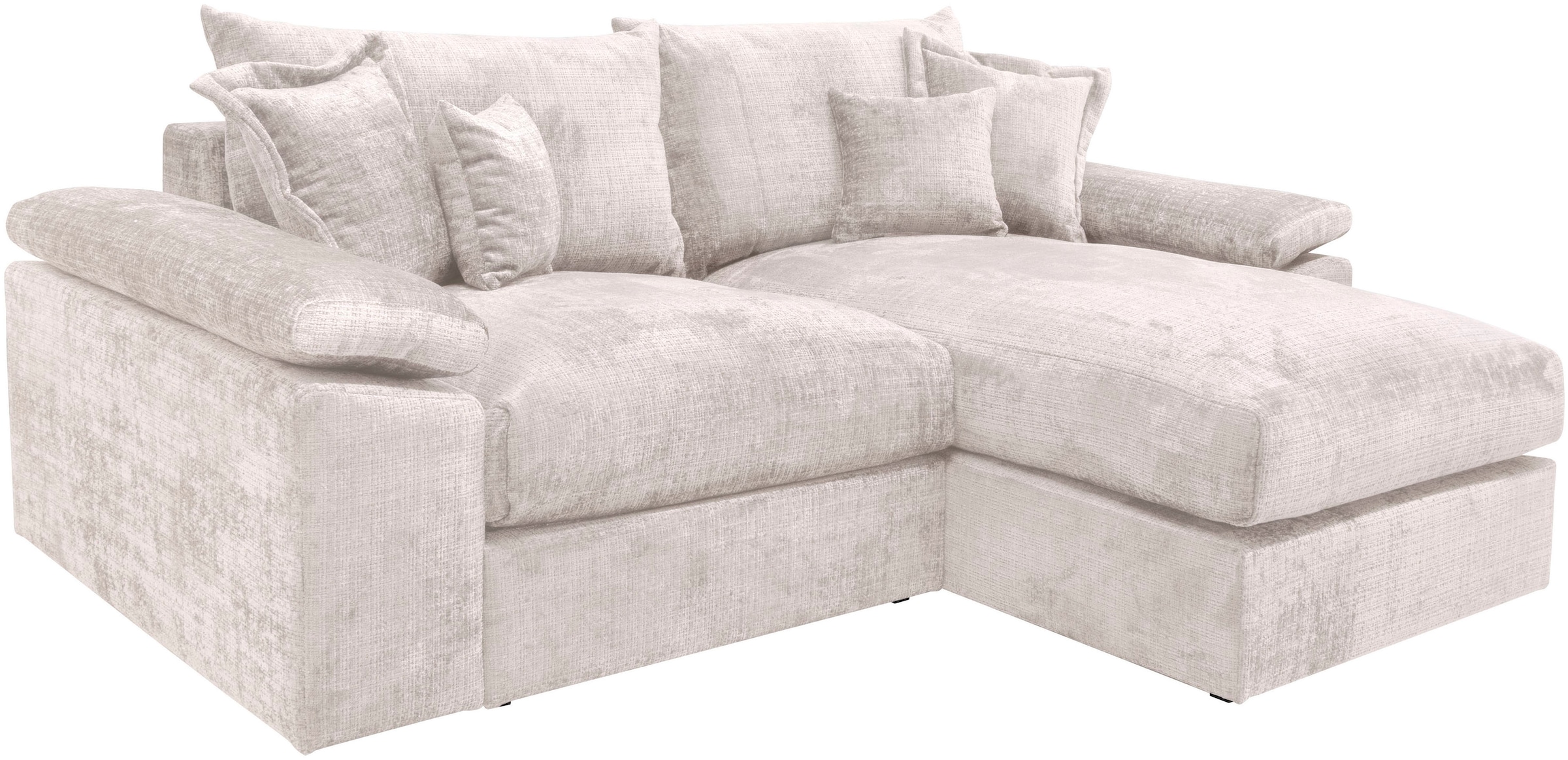 Home affaire Ecksofa »Soft&Cosy XL L-Form, B: 246 cm«, Mega-Sofa, Cord oder Chenille-Struktur, mit Federkern & 4 Zierkissen