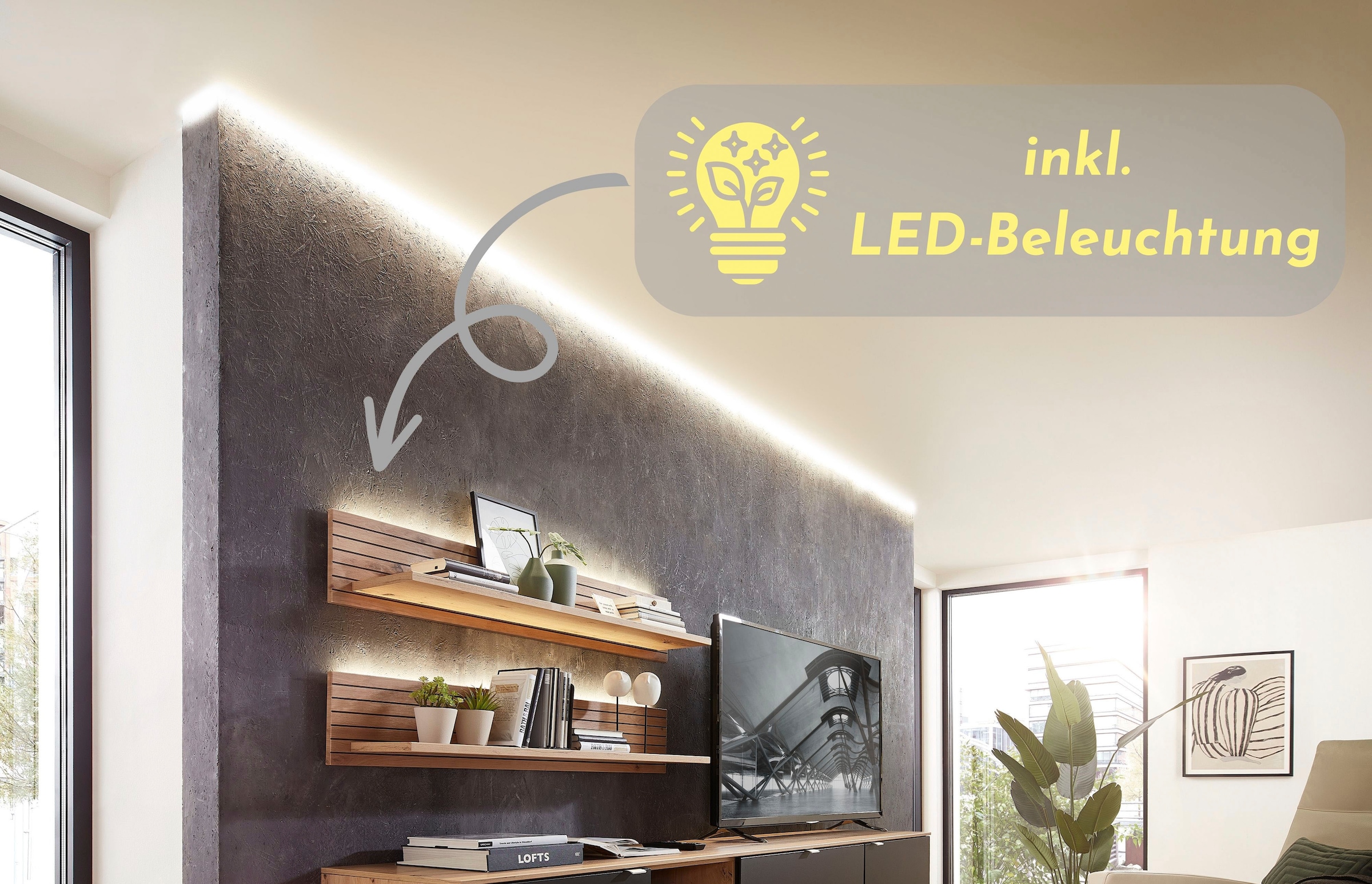 Innostyle Wandboard »Core, Wandbord Maße B/H/T 120x22x23 cm« 1 Stk. tlg. Wandbord mit 1 Boden inkl. LED Beleuchtung