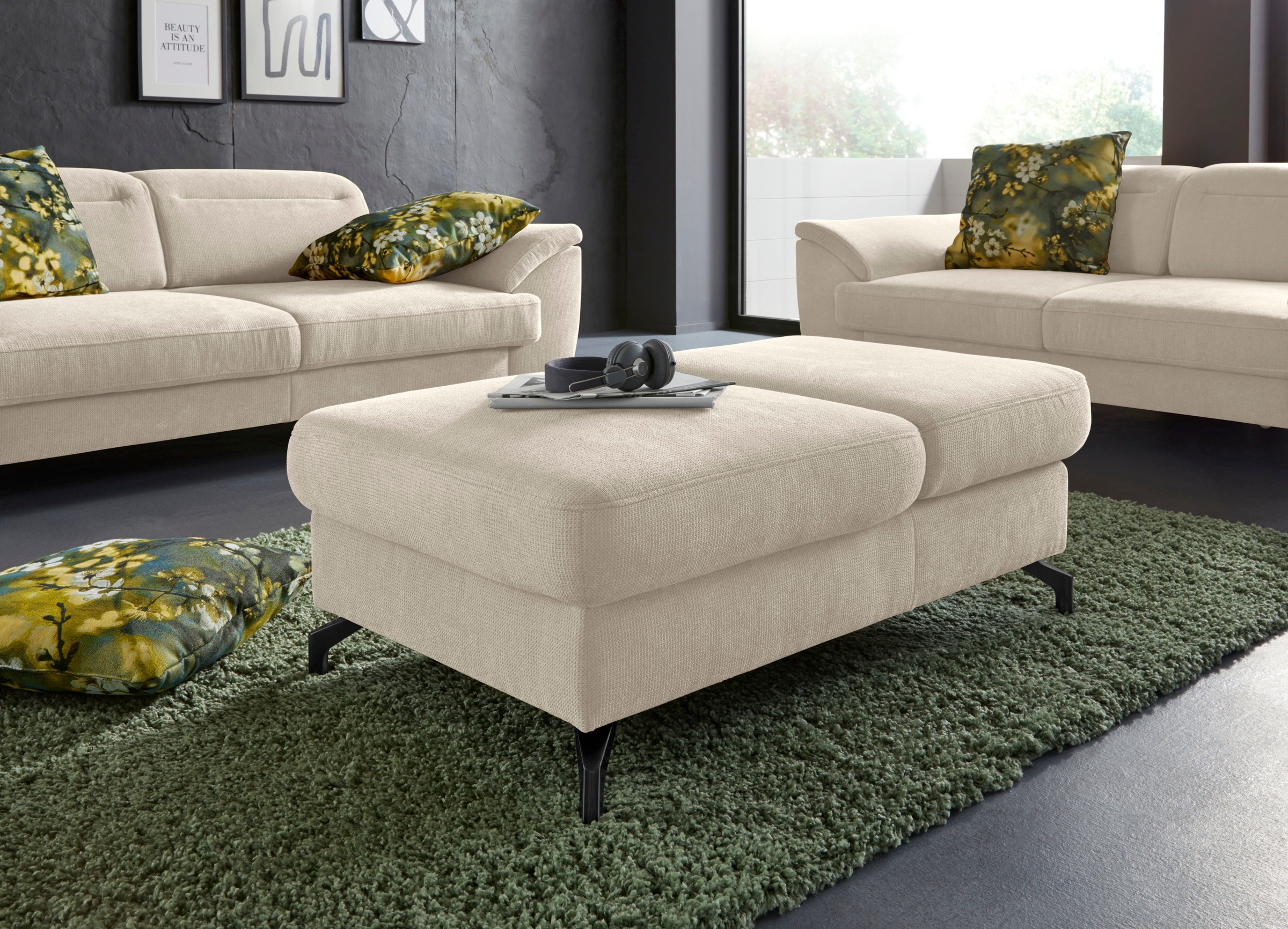 sit&more Hocker »Percy«, Fußhöhe 12 cm, mit Klappfunktion, wahlweise in 2 Fußfarben