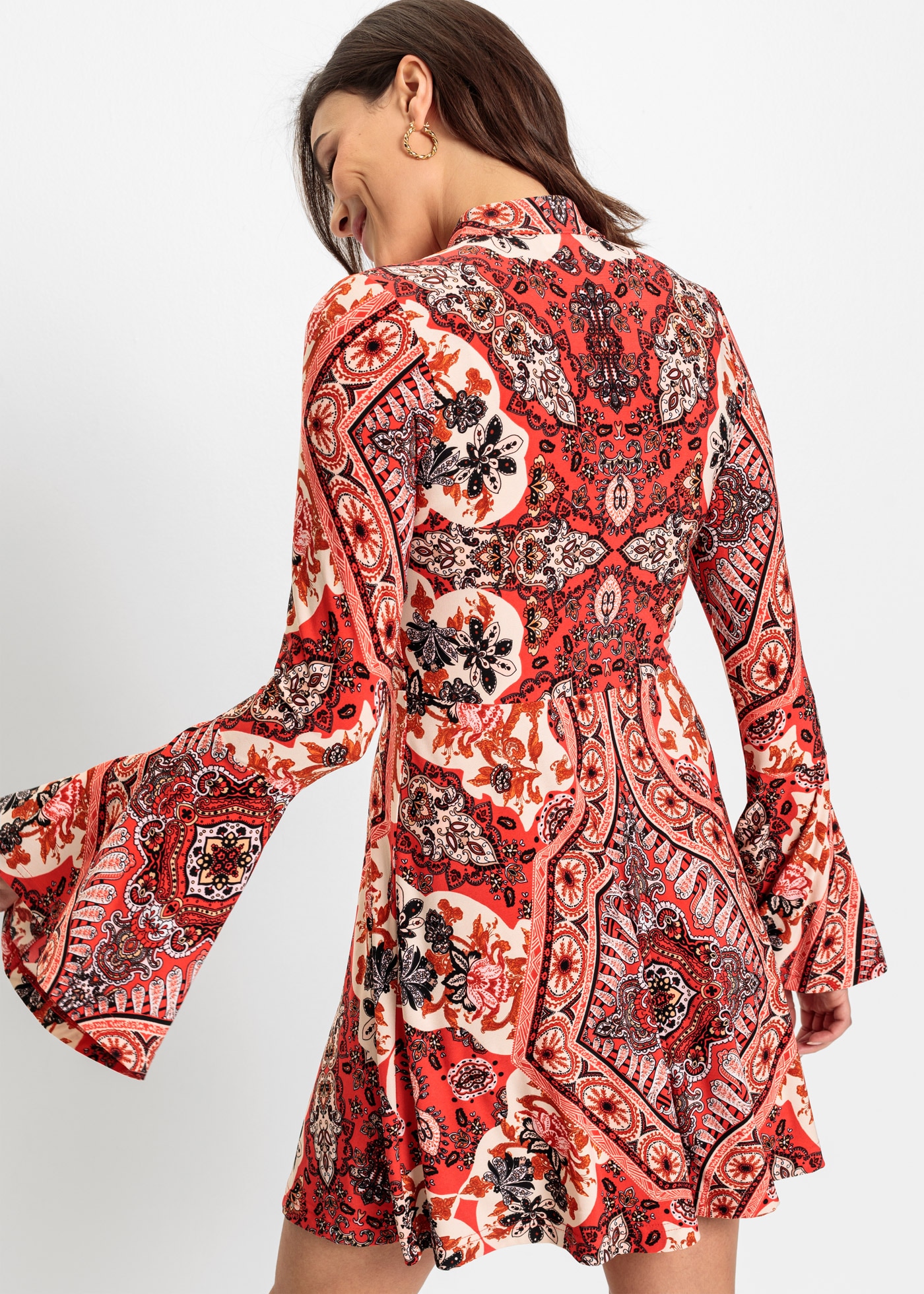 bonprix Jerseykleid für eleganten Look, aus Polyester und Elasthan, mit Stehkragen