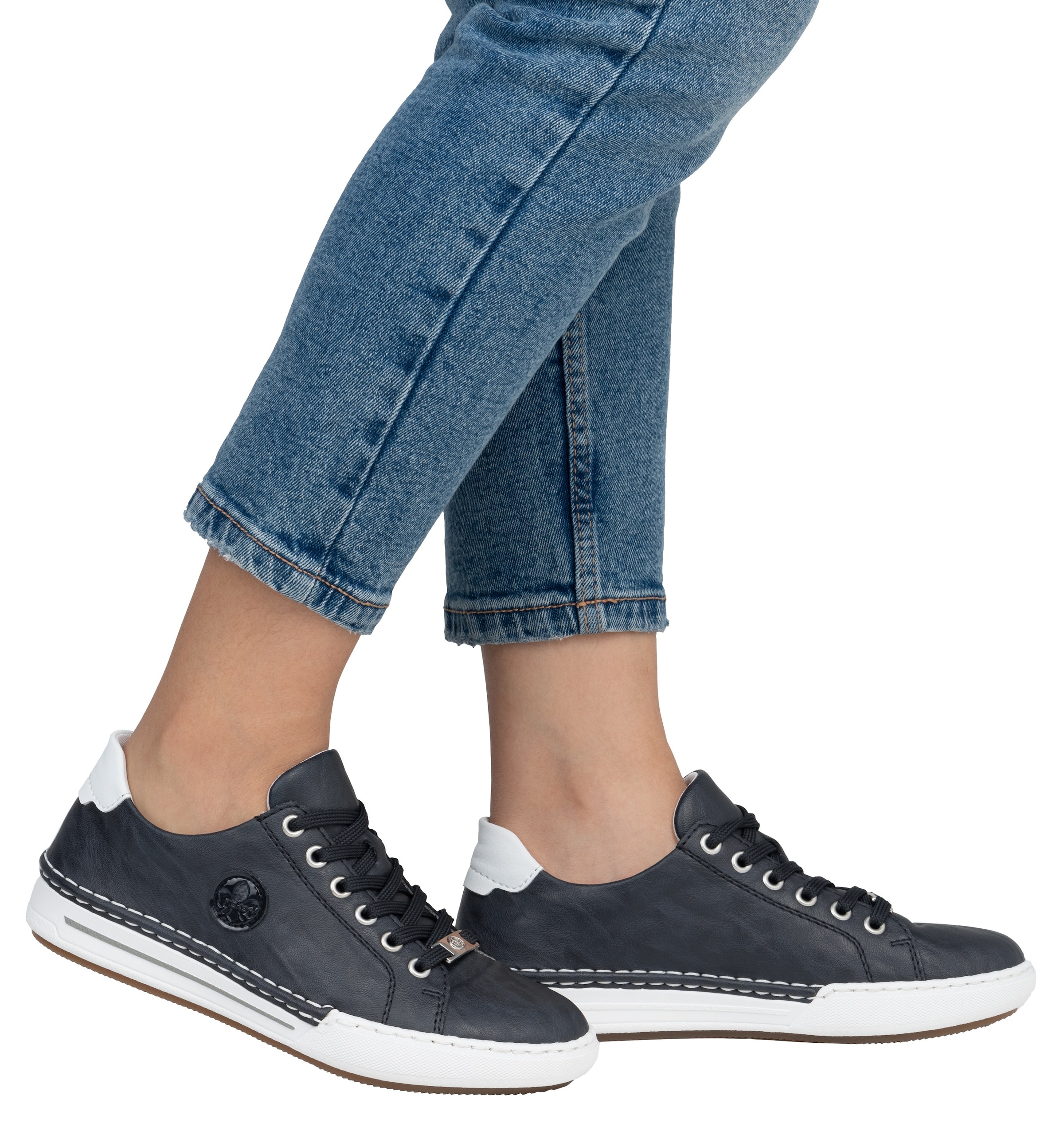 Rieker Plateausneaker, Schnürschuh, Halbschuh, Freizeitschuh mit weißer Rahmennaht