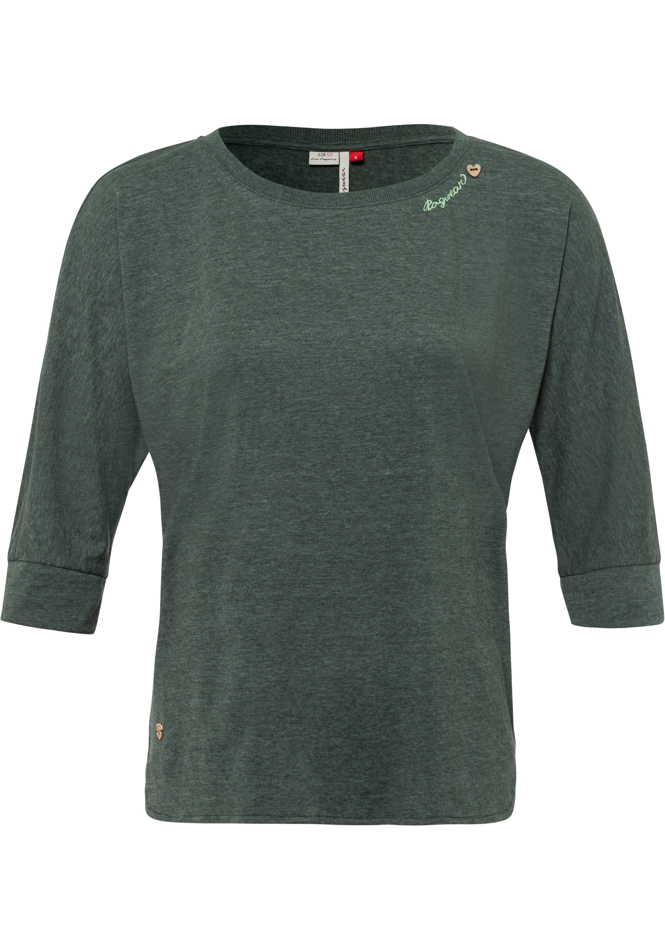 Ragwear T-Shirt »SHIMONA«, mit Zierknopfbesatz im ♕ Herz-Design natürlicher Holzoptik in bei
