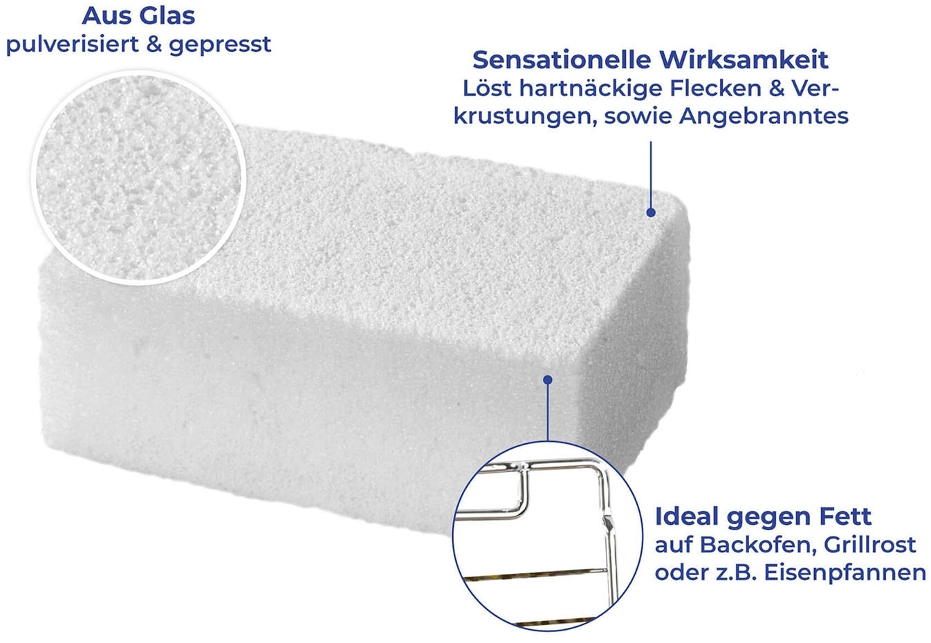 Maximex Putzstein »Anti-Krusten-Stein«, (Set, 6 St.), Krustenentferner für Grillrost, Eisenpfanne und Backofen, Glasstruktur