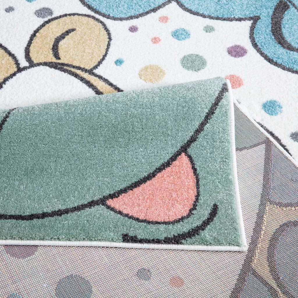 Carpet City Kinderteppich »ANIME913«, rechteckig, 11 mm Höhe, Kinderzimmer Teppich Modern mit Mond, Blumen, Wolken, Creme, Multi