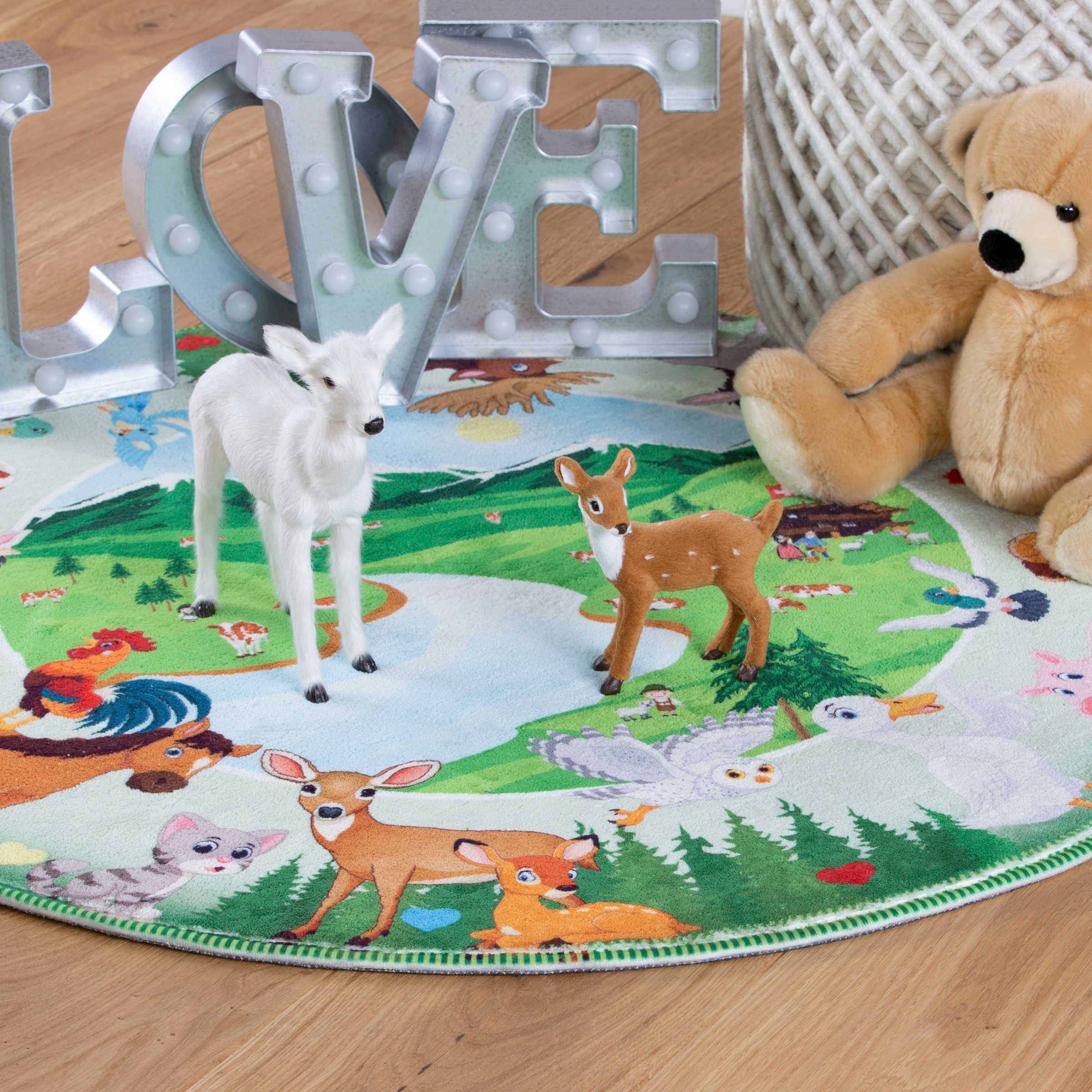 Obsession Kinderteppich »My Juno 476«, rund, 10 mm Höhe, Spielteppich, Motiv Tiere, Kinderzimmer